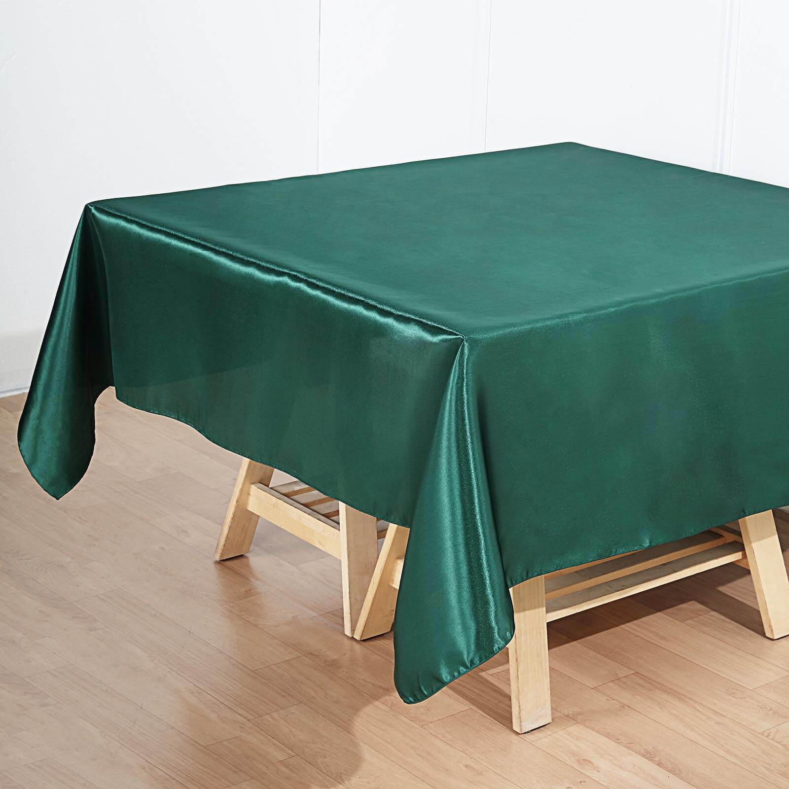 Satin 72x72 Table Overlay Square Tablecloth Hunter Emerald Green - Smooth Finish Table Cover