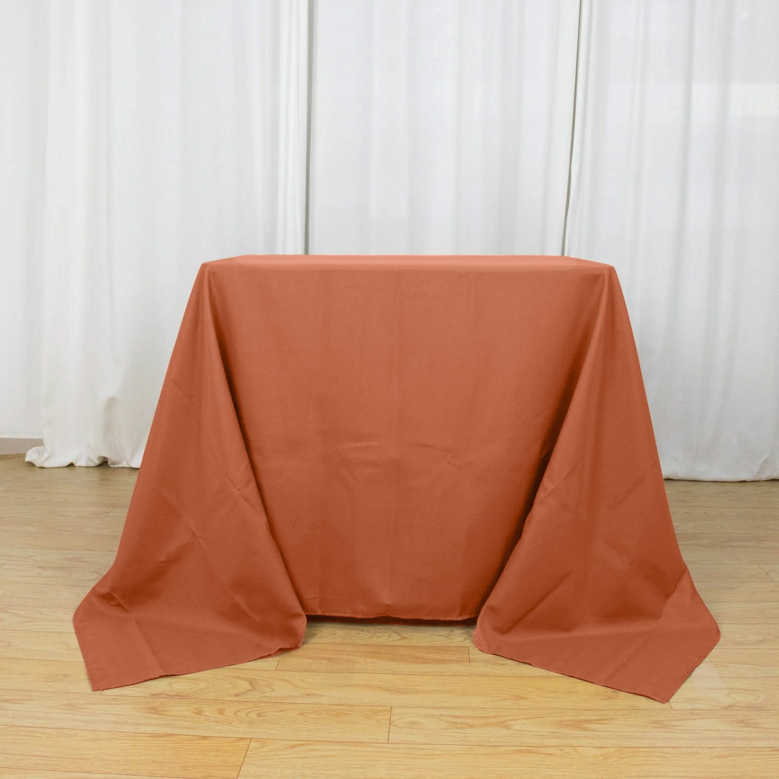 Polyester 90x90 Table Overlay Square Tablecloth Terracotta (Rust) - Wrinkle-Resistant & Durable Table Cover