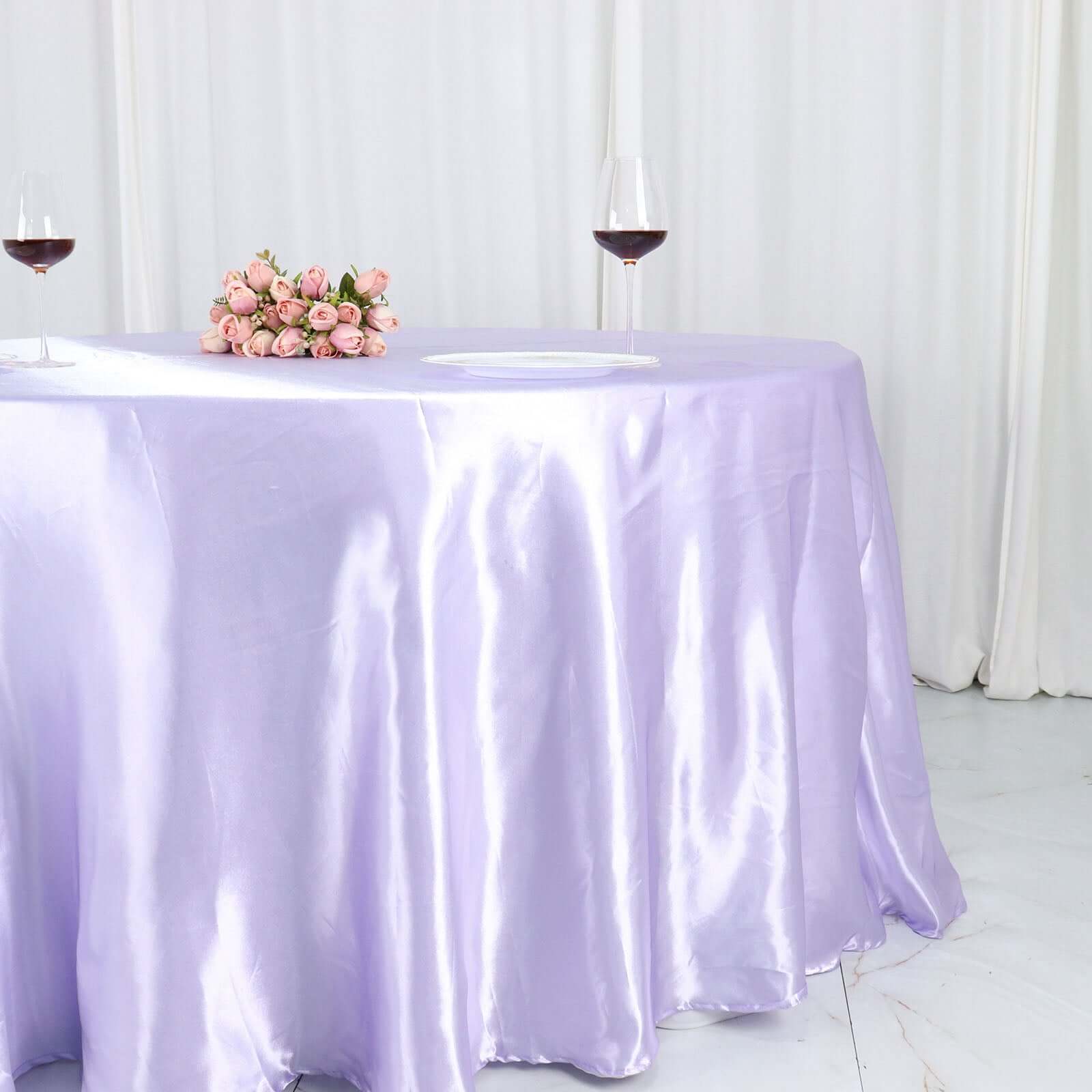 Satin 120 Round Tablecloth Lavender Lilac - Stylish Seamless Table Cover