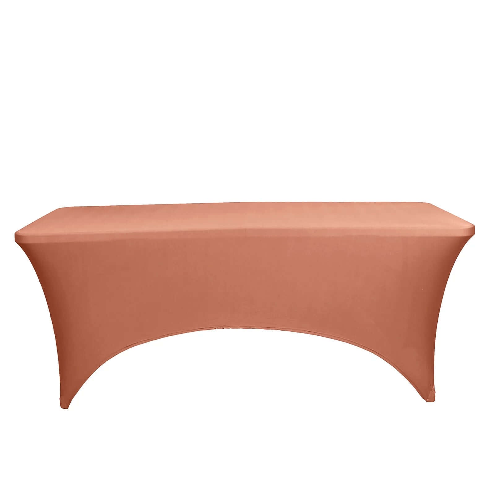 Stretch Spandex 6ft Rectangle Tablecloth Terracotta (Rust) - Durable Form-Fitting Table Cover