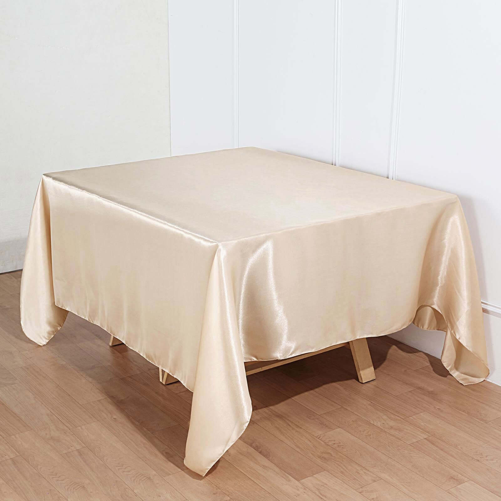 Satin 90x90 Table Overlay Square Tablecloth Beige - Smooth Finish Table Topper