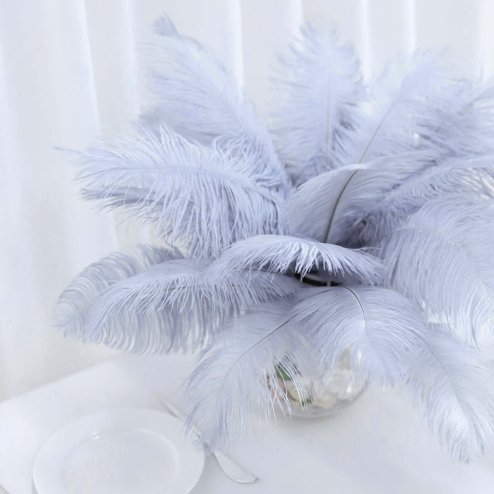 12 Pack 13-15 Dusty Blue Natural Plume Real Ostrich Feathers, DIY Centerpiece Fillers