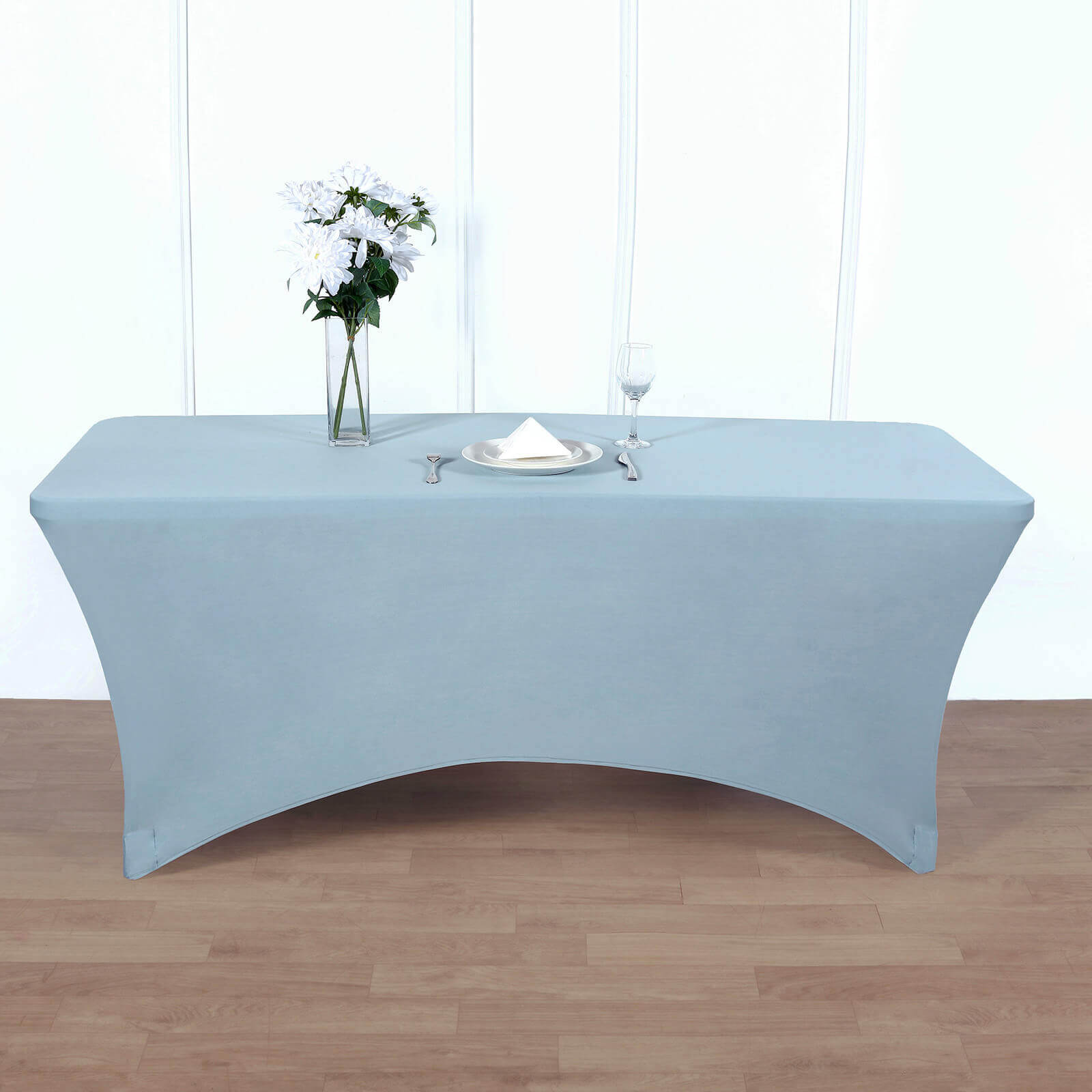 Stretch Spandex 96x30 Rectangle Table Cover Dusty Blue - Durable Form-Fitting Tablecloth