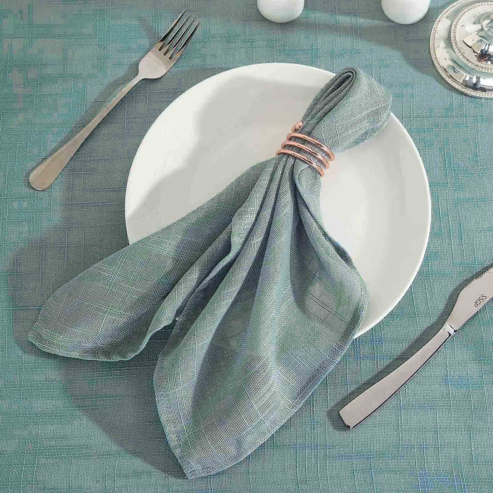 5 Pack Faux Linen 20x20 Napkins Dusty Blue - Slubby Textured & Wrinkle Resistant Cloth Napkins