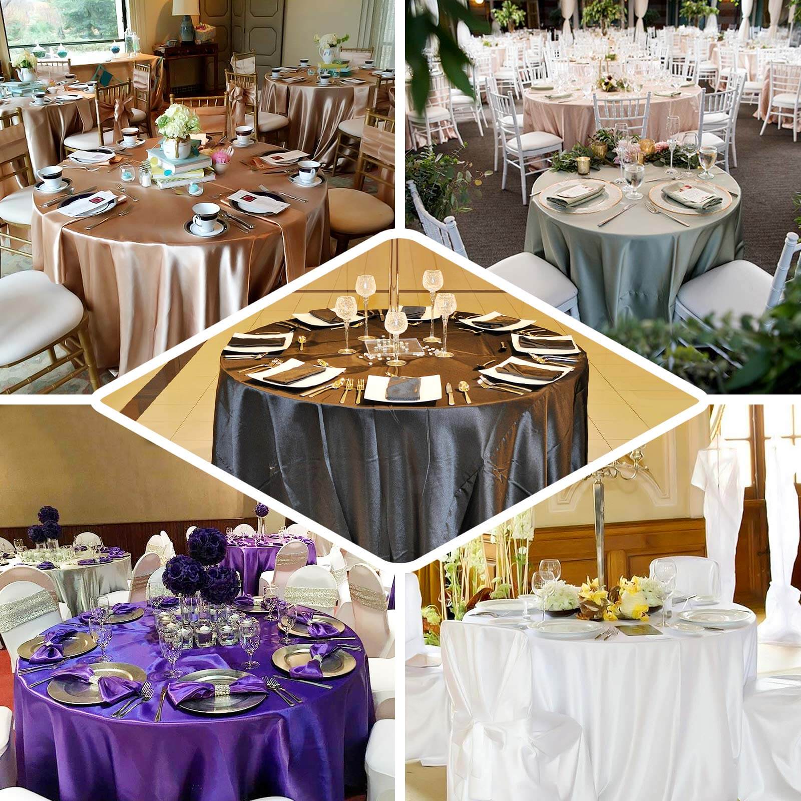 Satin 132 Round Tablecloth Gold - Stylish Seamless Table Cover for Weddings & Events