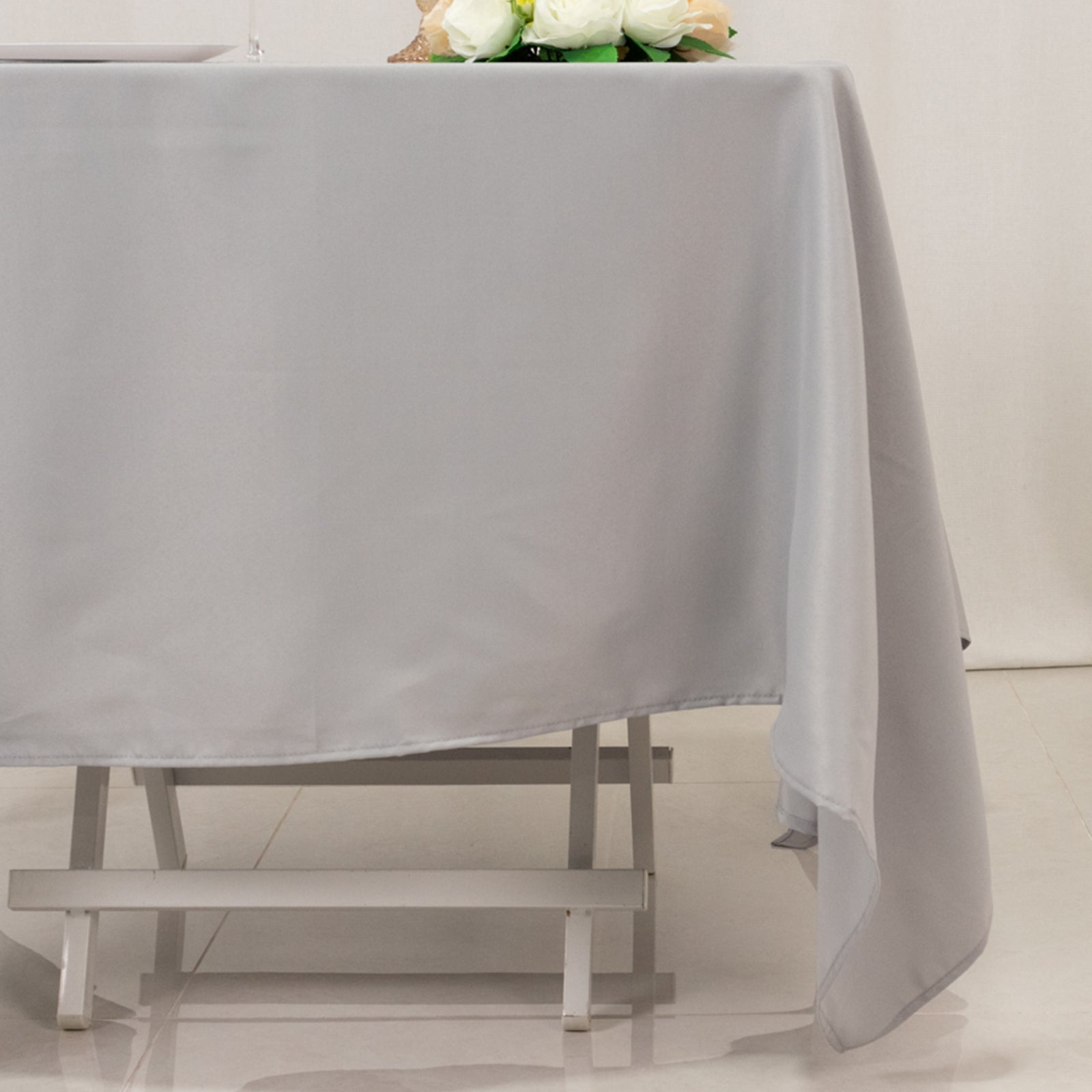 Premium Polyester Square Tablecloth 70x70 Silver 220GSM Wrinkle-Resistant Table Cover