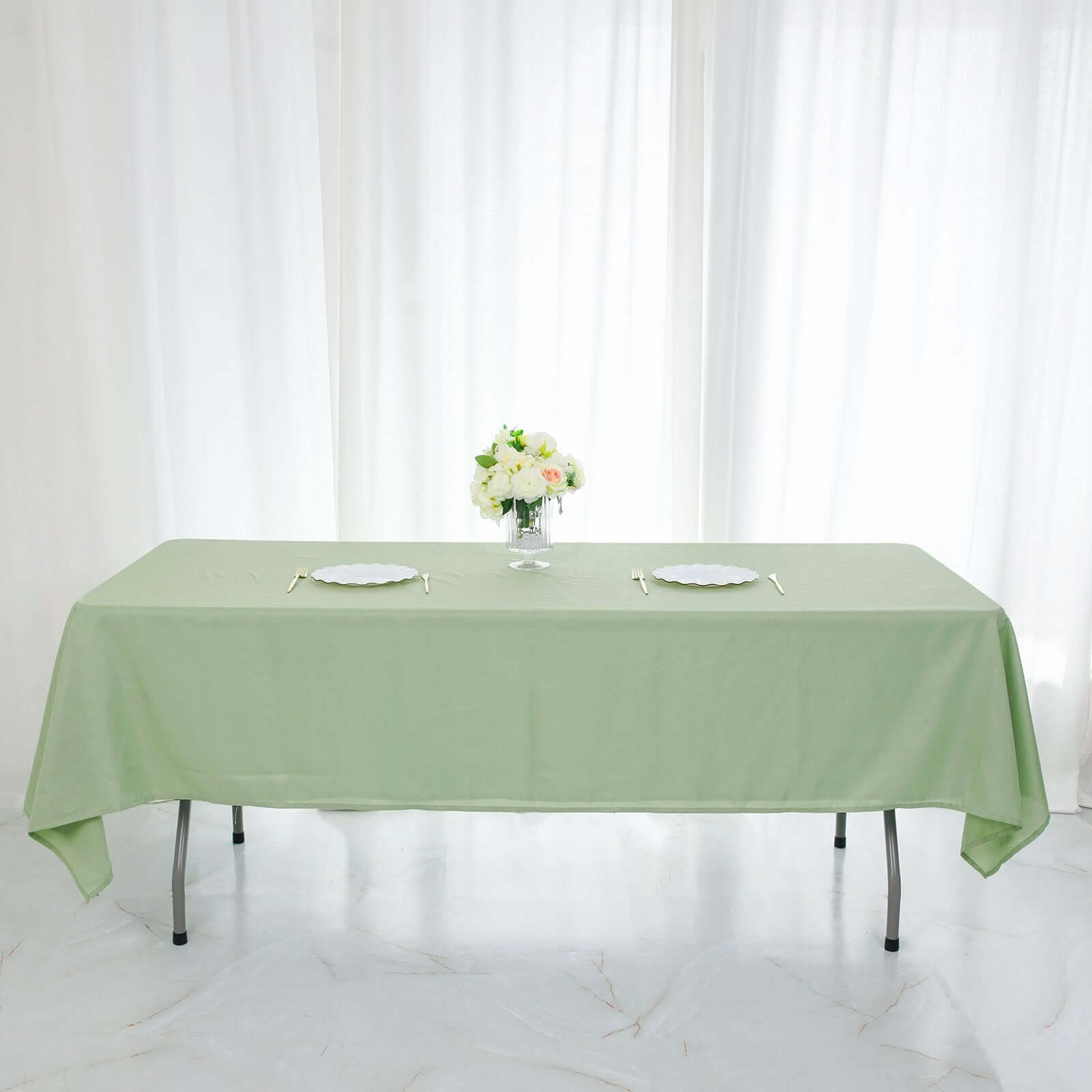 Polyester 60x126 Rectangle Tablecloth Sage Green - Wrinkle-Resistant Table Cover