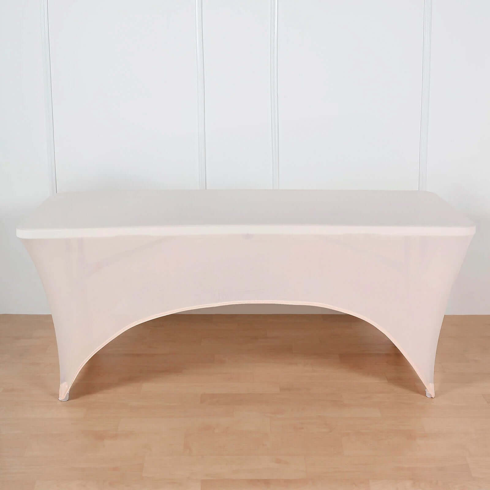 Stretch Spandex 6ft Rectangle Tablecloth Blush - Durable Form-Fitting Table Cover for Events & Presentations