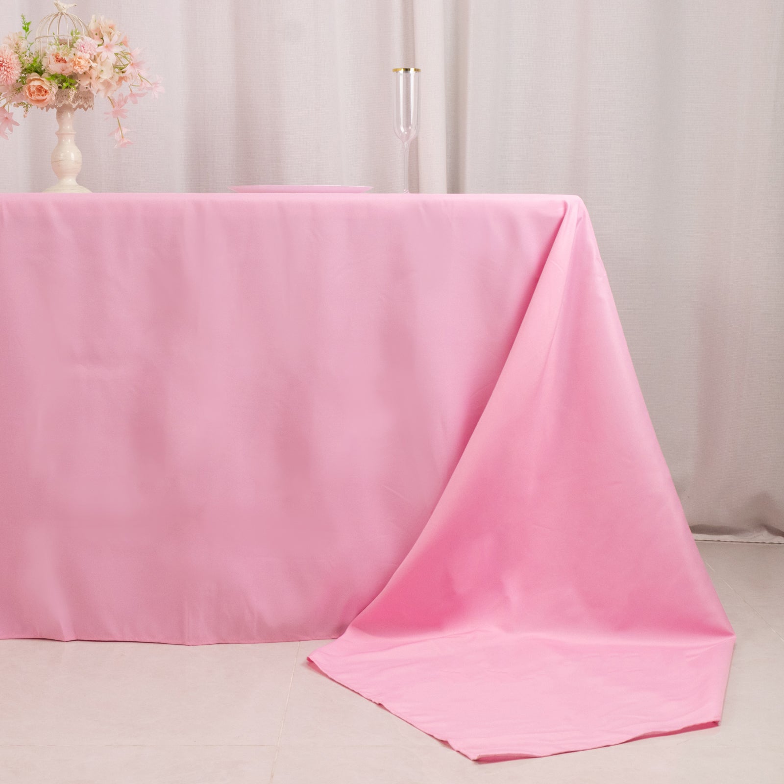 Premium Polyester 90x156 Rectangle Tablecloth Pink - Seamless 220GSM Stain-Resistant Table Cover