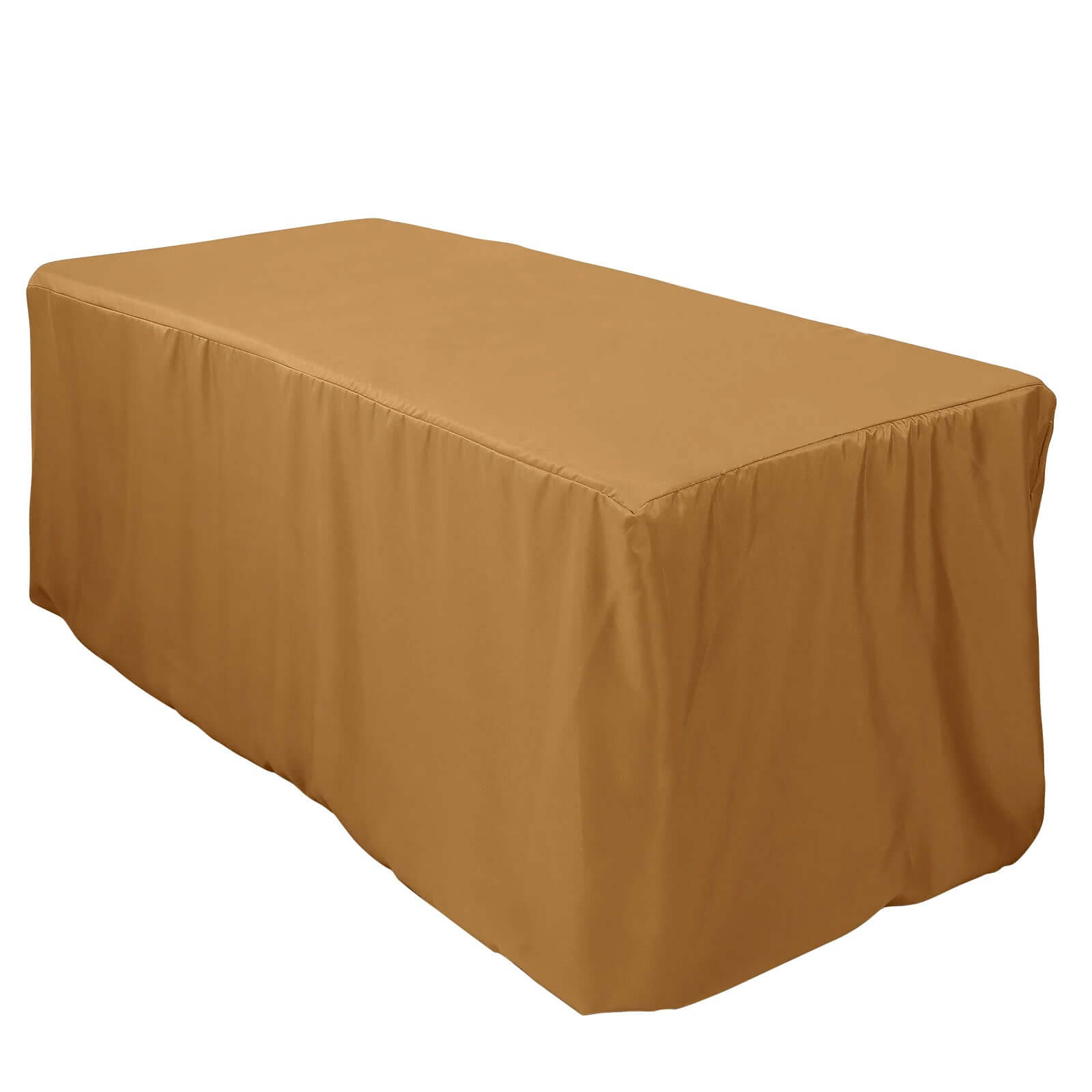 Fitted Polyester 72x30 Rectangle Tablecloth Gold - Sleek and Durable for Events