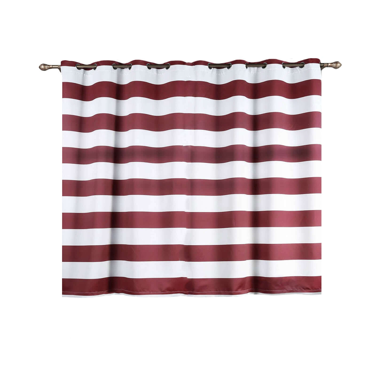 2 Pack White Burgundy Cabana Stripe Thermal Blackout Curtains With Chrome Grommet Window Treatment Panels - 52x64