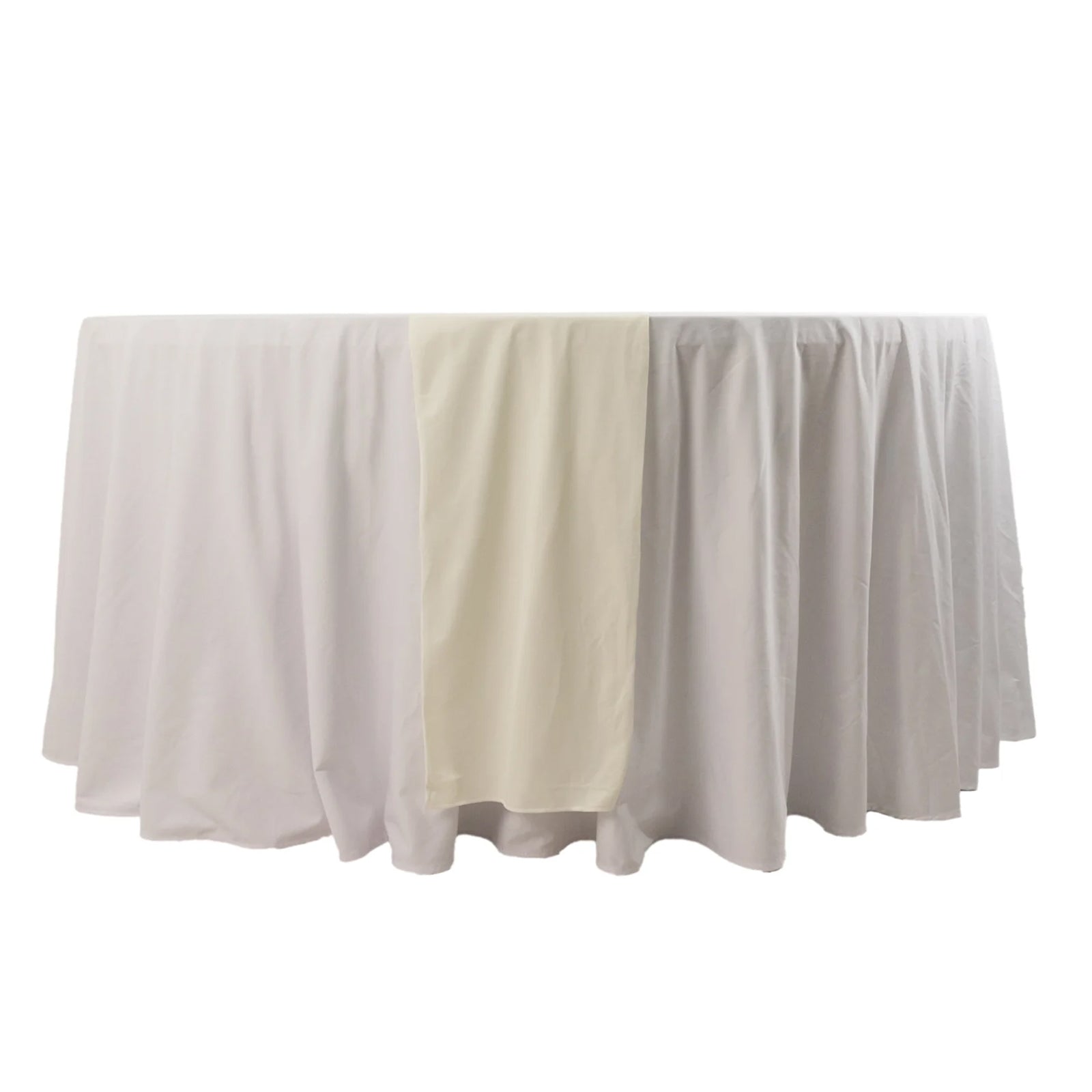 Premium Scuba Polyester 12x108 Table Runner Ivory - Wrinkle-Free Table Linen