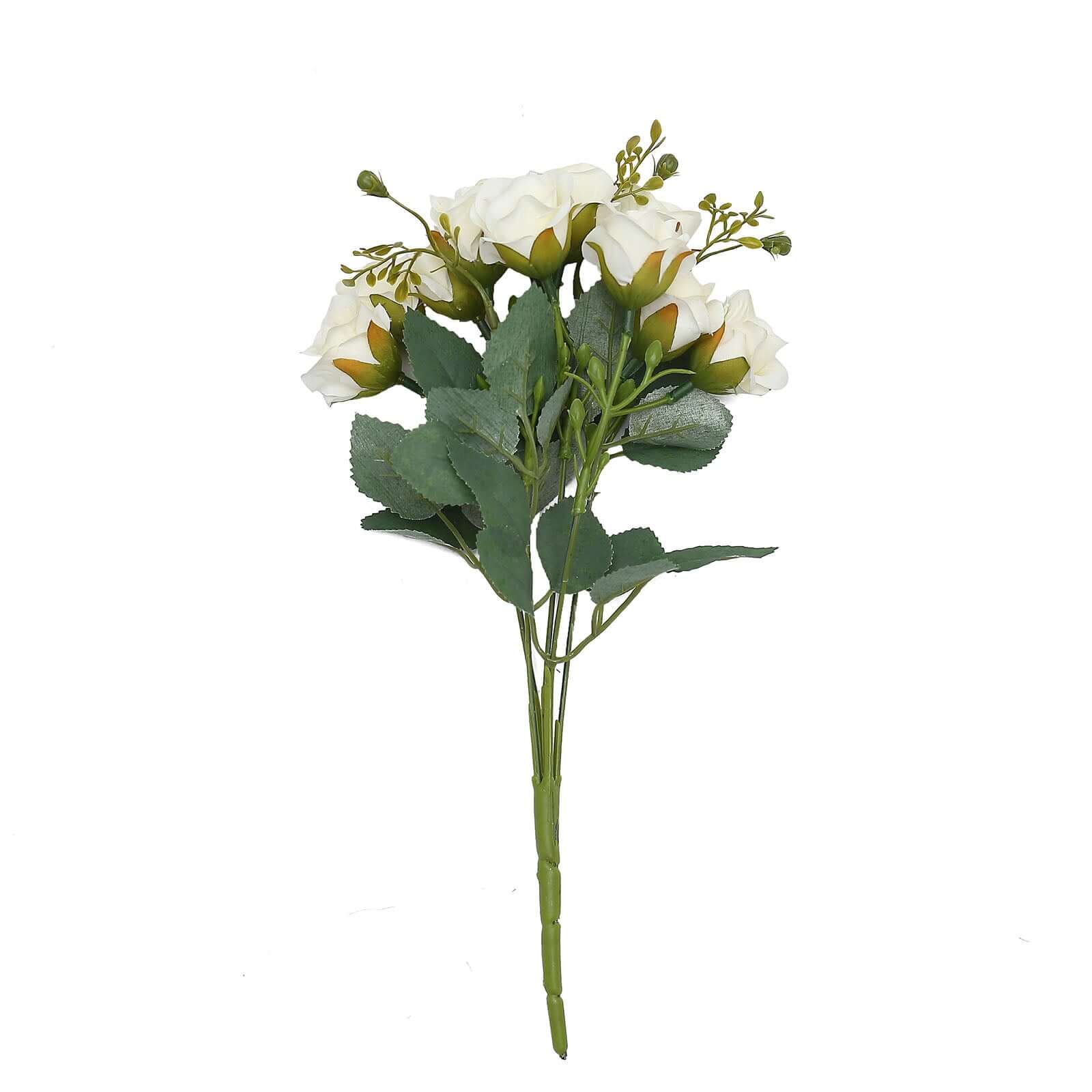 2 Pack 12 Ivory Artificial Open Rose Flower Arrangements, Small Faux Floral Bouquets
