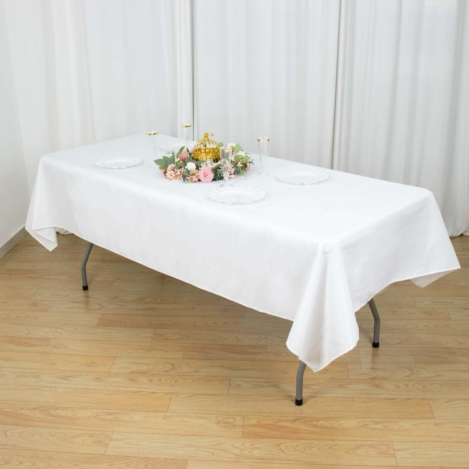 Premium Polyester 54x96 Rectangle Tablecloth White - Durable 220GSM Stain-Resistant Fabric for Weddings & Events