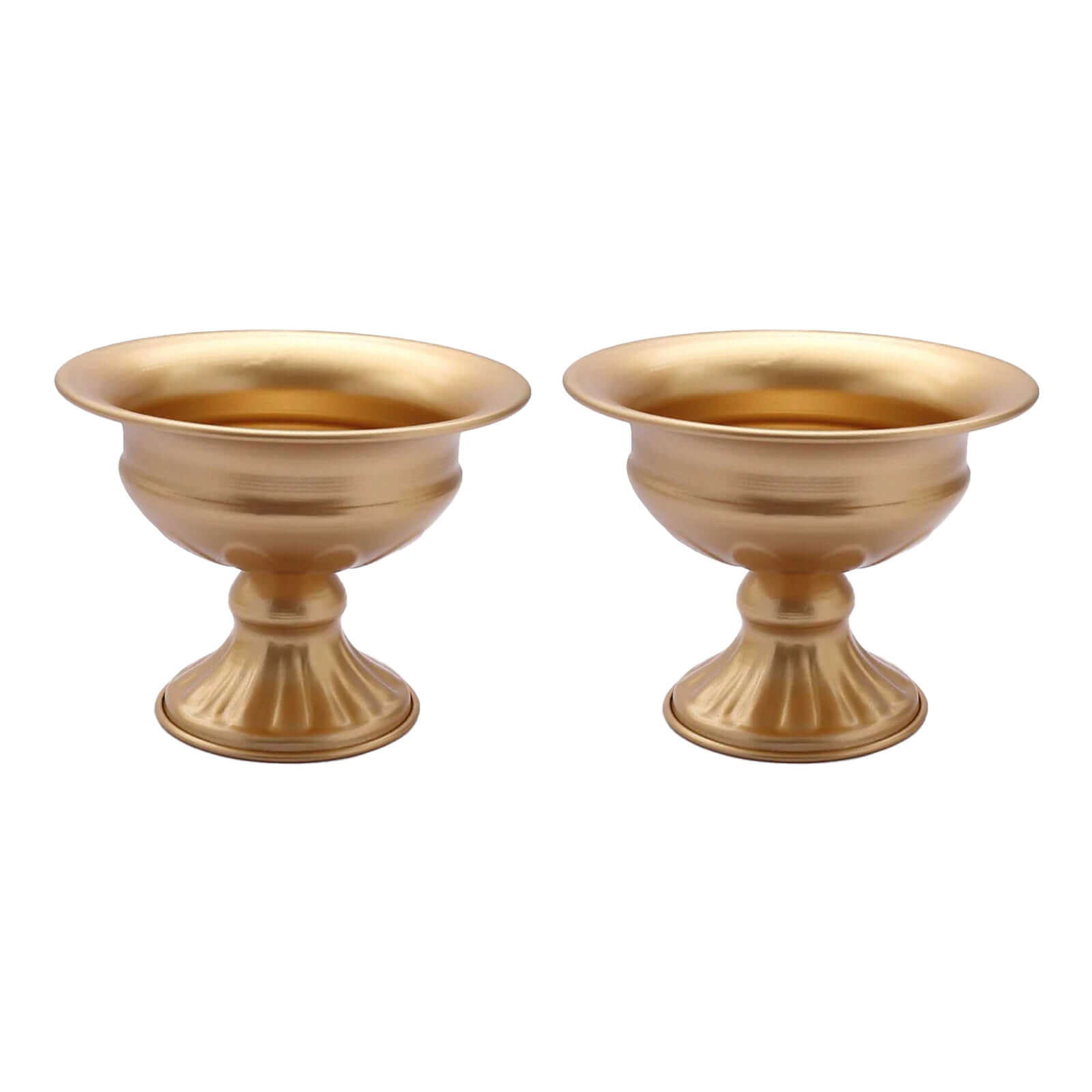 2-Pack Metal Pedestal Flower Vases Wine Goblet Style Gold - Antique Mini Compote Vase for Refined Wedding Centerpieces 4