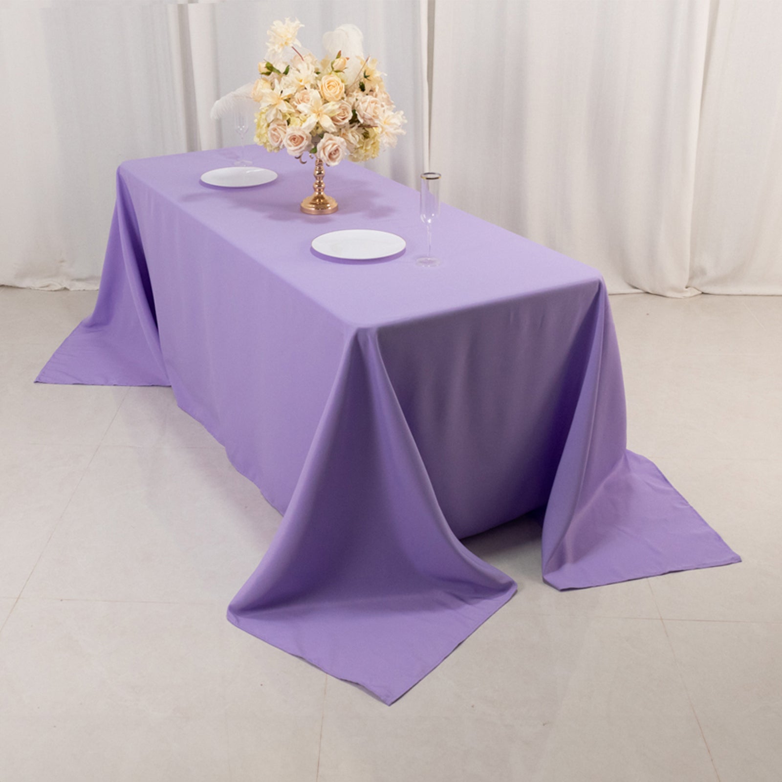 Premium Polyester 90x132 Rectangle Tablecloth Lavender Lilac - Seamless 220GSM Stain-Resistant Table Cover