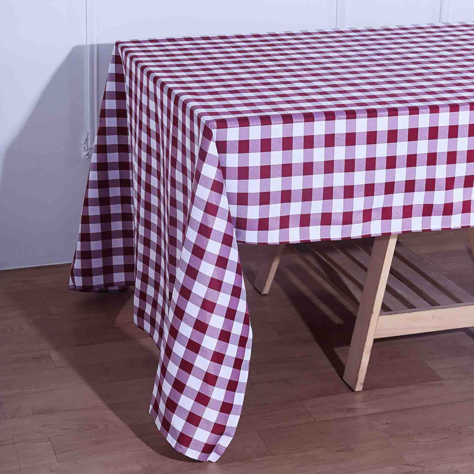 Polyester 60x126 Rectangle Tablecloth White/Burgundy - Buffalo Plaid Checkered Table Cover