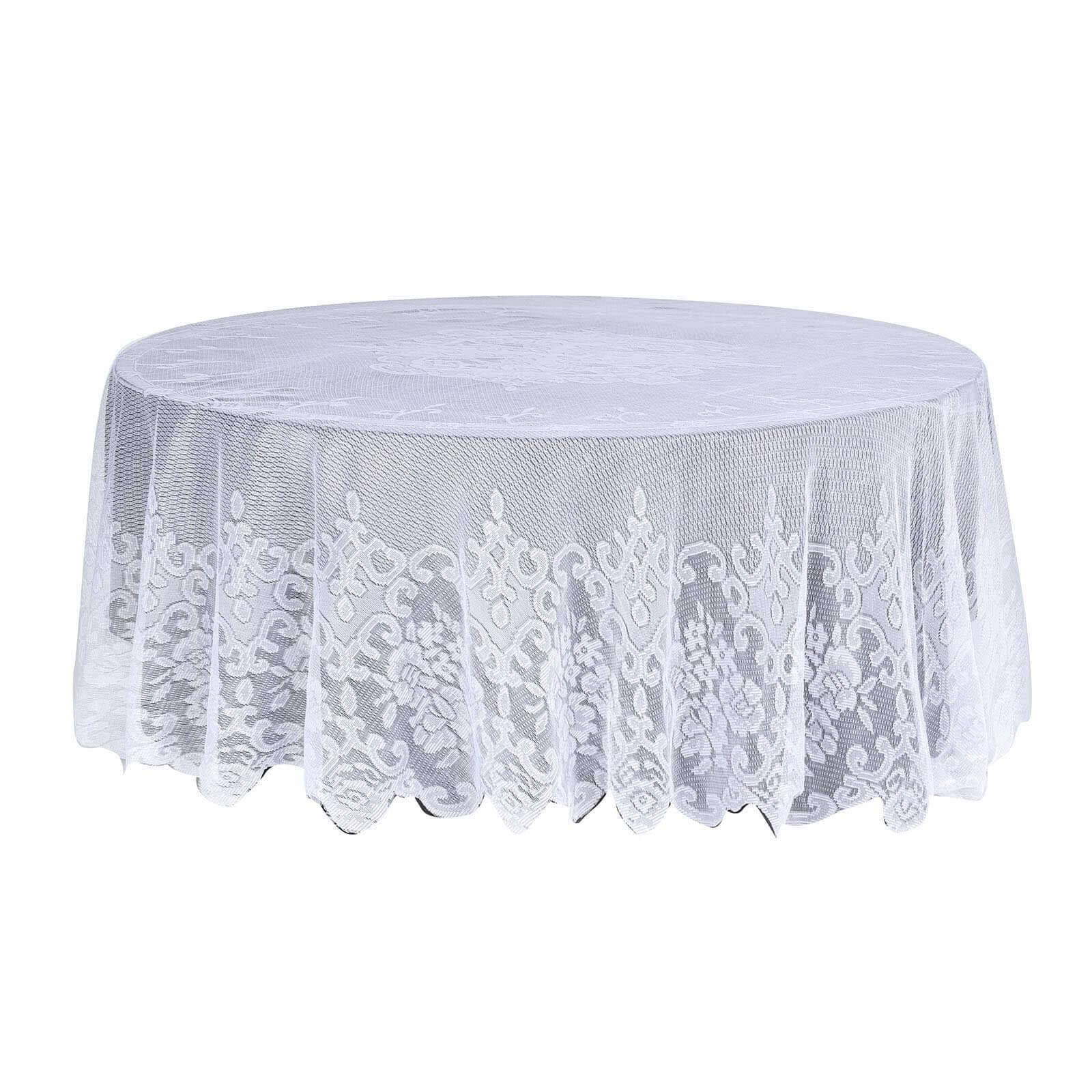 Lace 108 Round Tablecloth White - Premium Design for Formal Table Settings