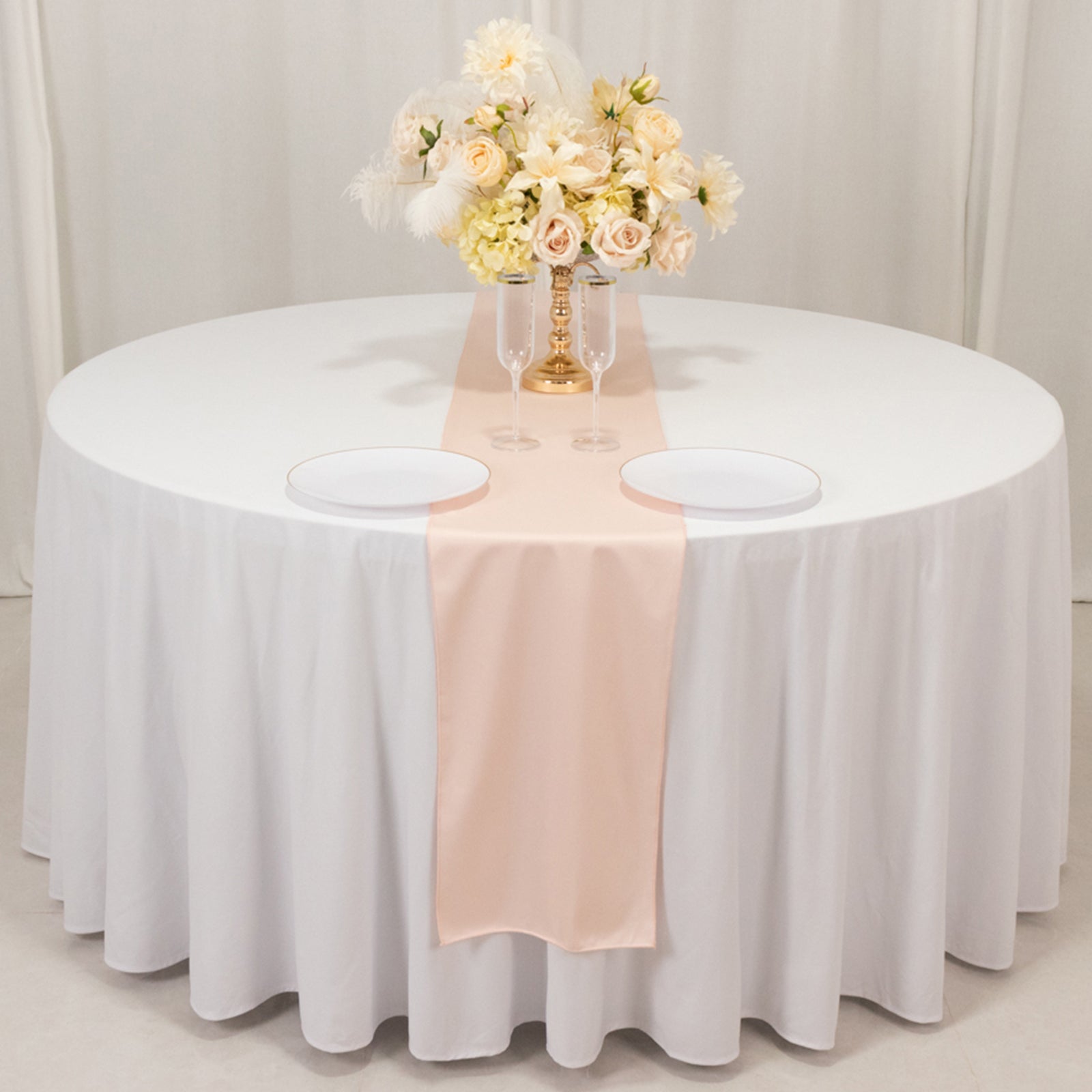 Premium Scuba Polyester 12x108 Table Runner Blush - Wrinkle-Free Table Linen