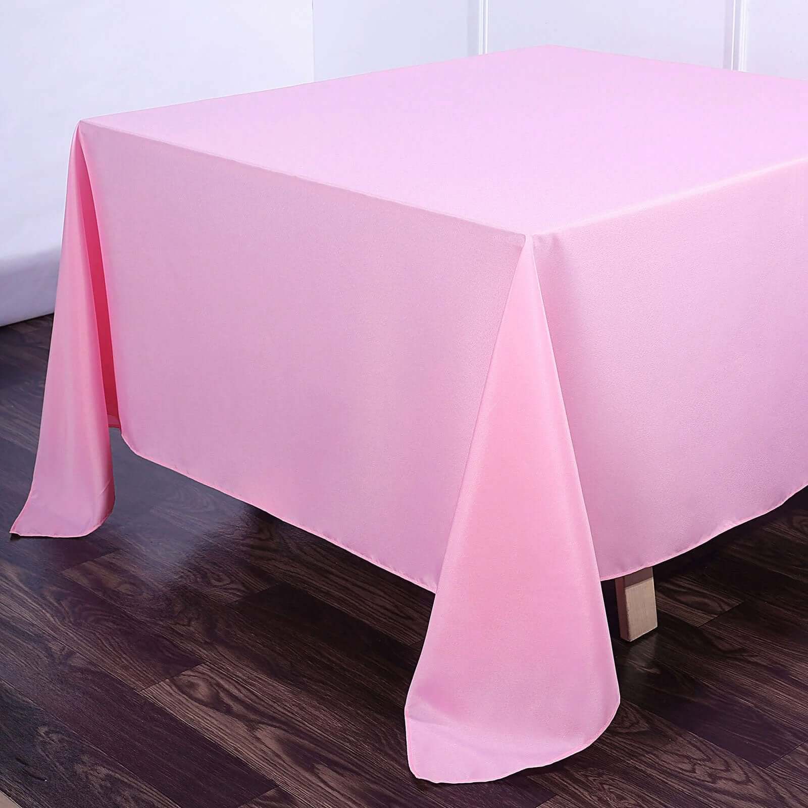 Polyester 90x90 Table Overlay Square Tablecloth Pink - Wrinkle-Resistant & Durable Table Cover