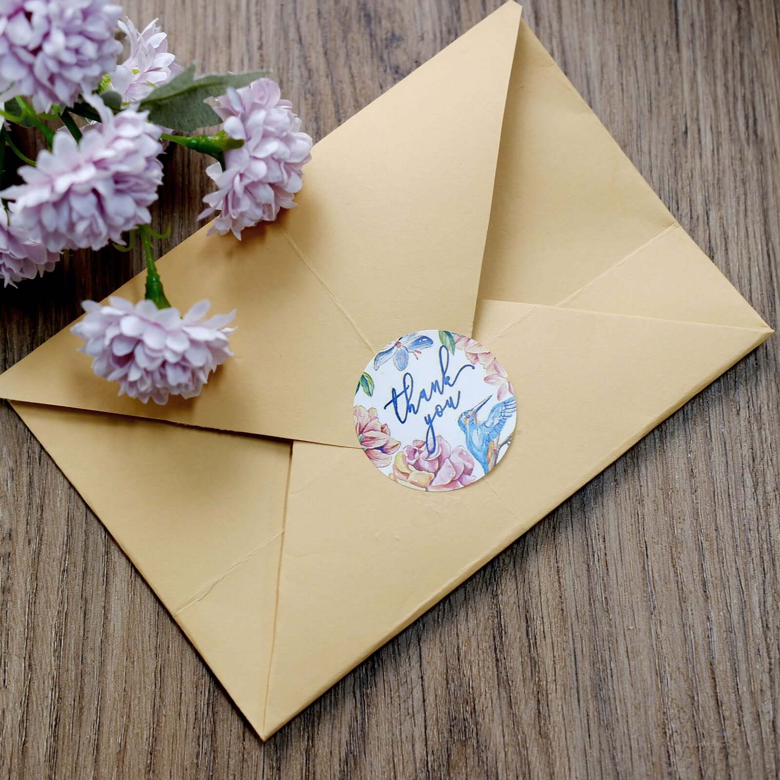 500Pcs 1.5 Thank You Tropical Colorful Floral Stickers Roll, Labels For DIY Envelope Seal - Round