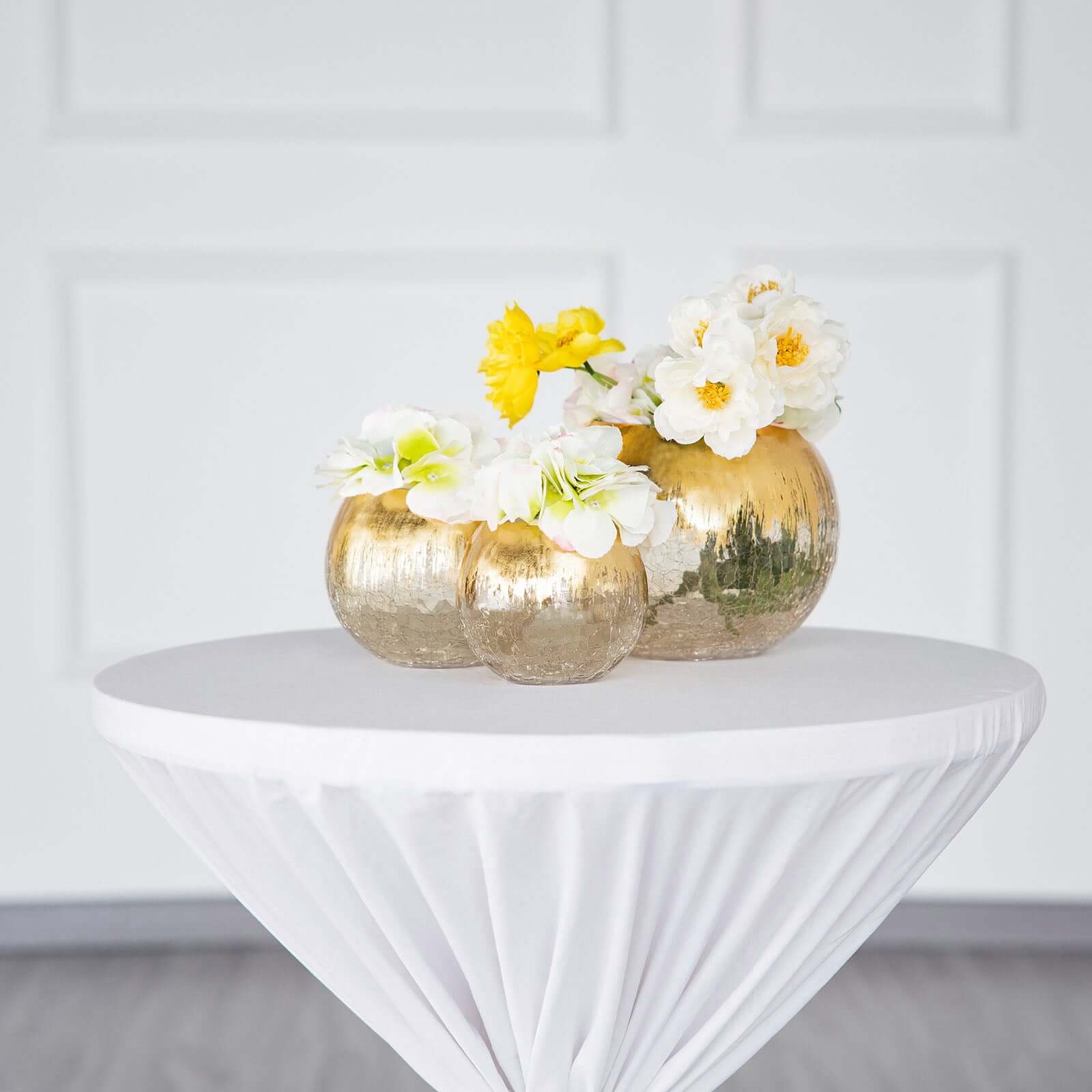 Glass Bud Vase Gold Foiled Crackle Bubble Bowl - Classy Floral Centerpiece for Weddings 4