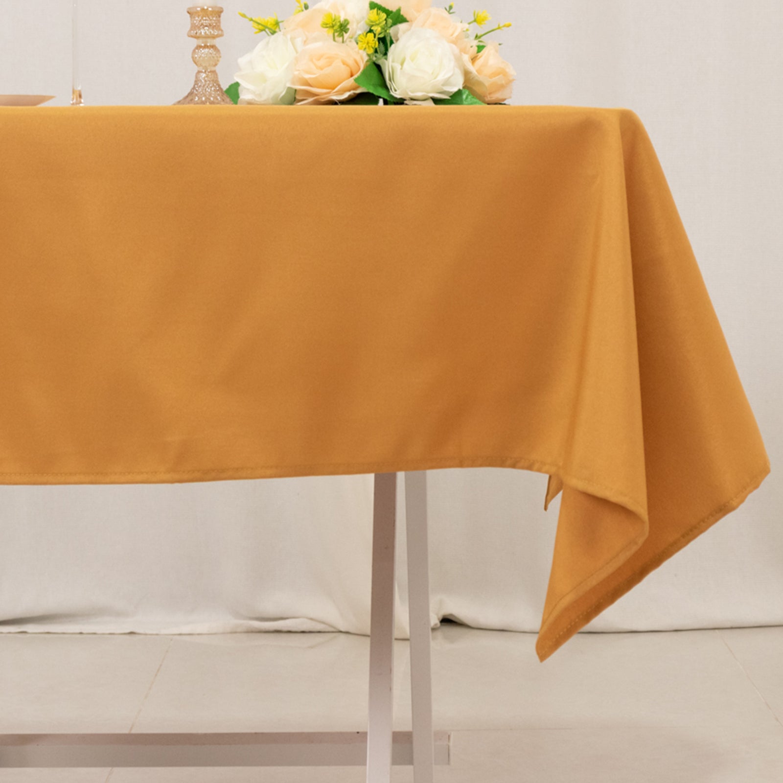 Premium Polyester 54x54 Square Tablecloth Gold - Stain and Wrinkle-Resistant 220GSM Finish for Weddings & Events