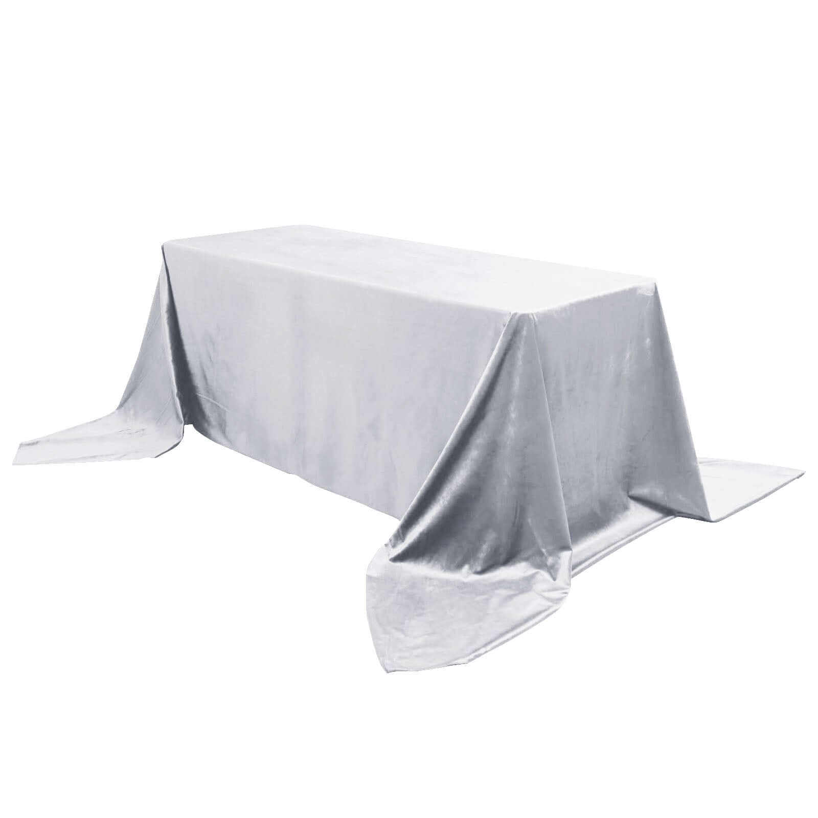 Premium Velvet 90x156 Rectangle Tablecloth Silver - Reusable Soft & Seamless Table Cover