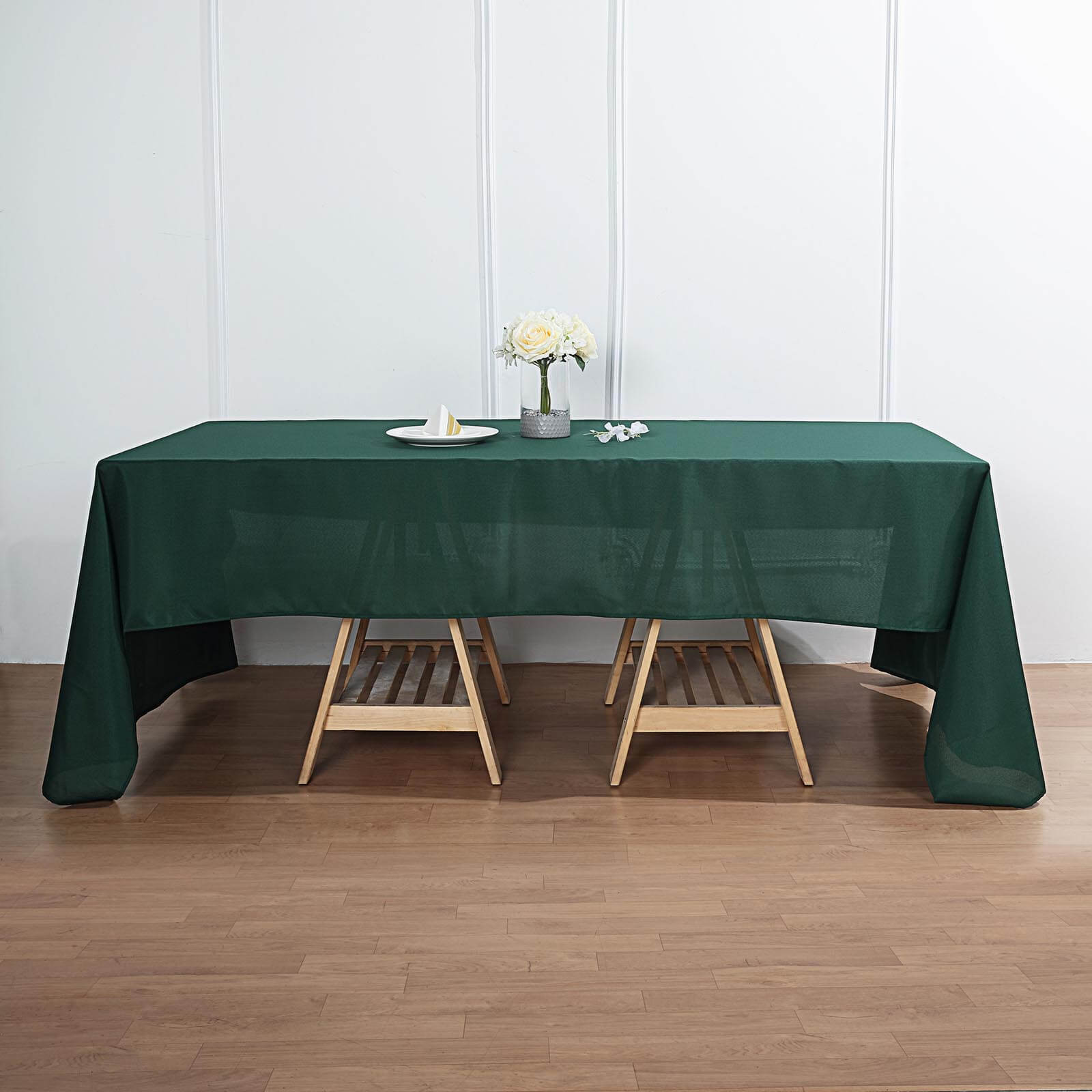 Polyester 60x126 Rectangle Tablecloth Hunter Emerald Green - Wrinkle-Resistant Table Cover