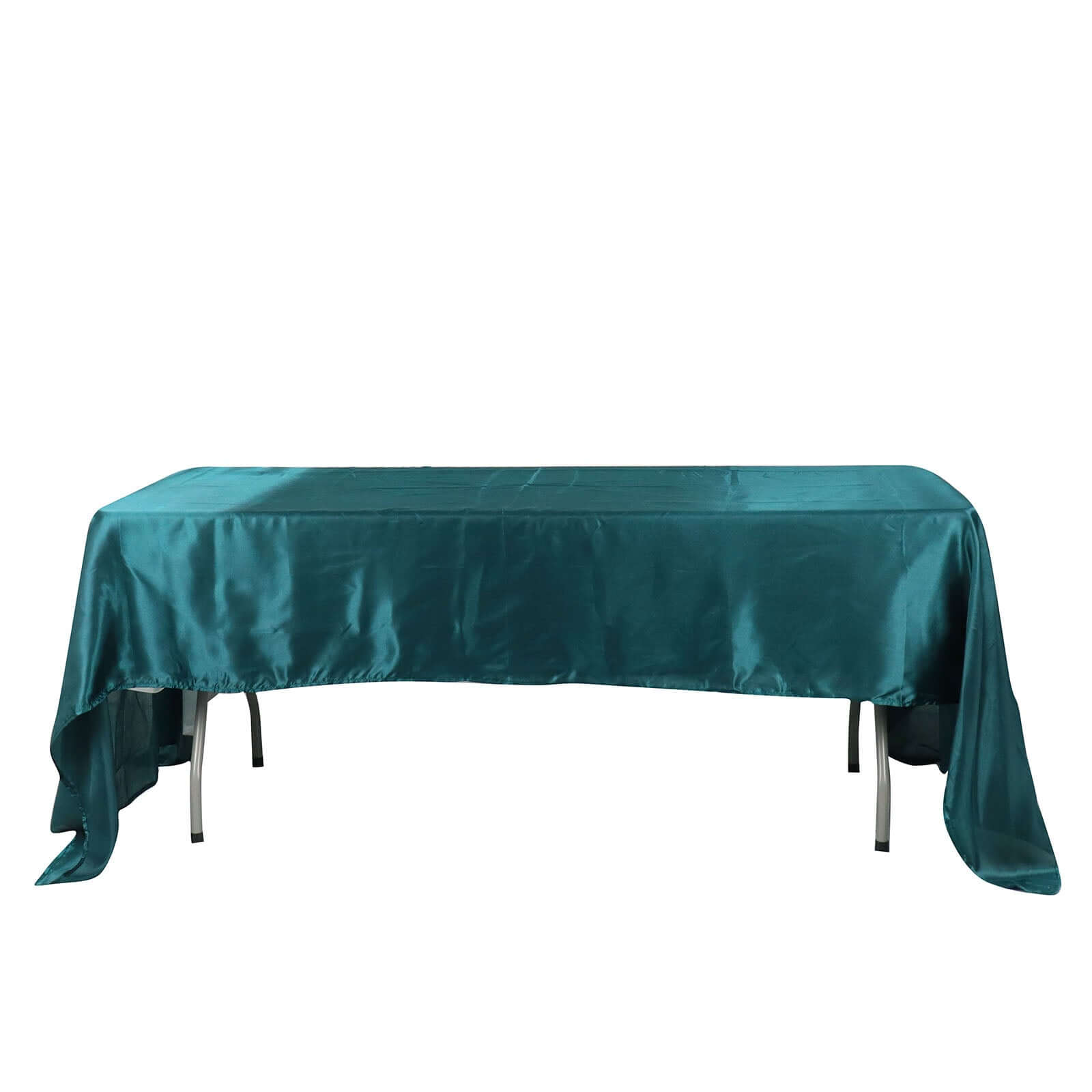 Satin Rectangular 60x126 Tablecloth Peacock Teal - Smooth and Lustrous Table Cover