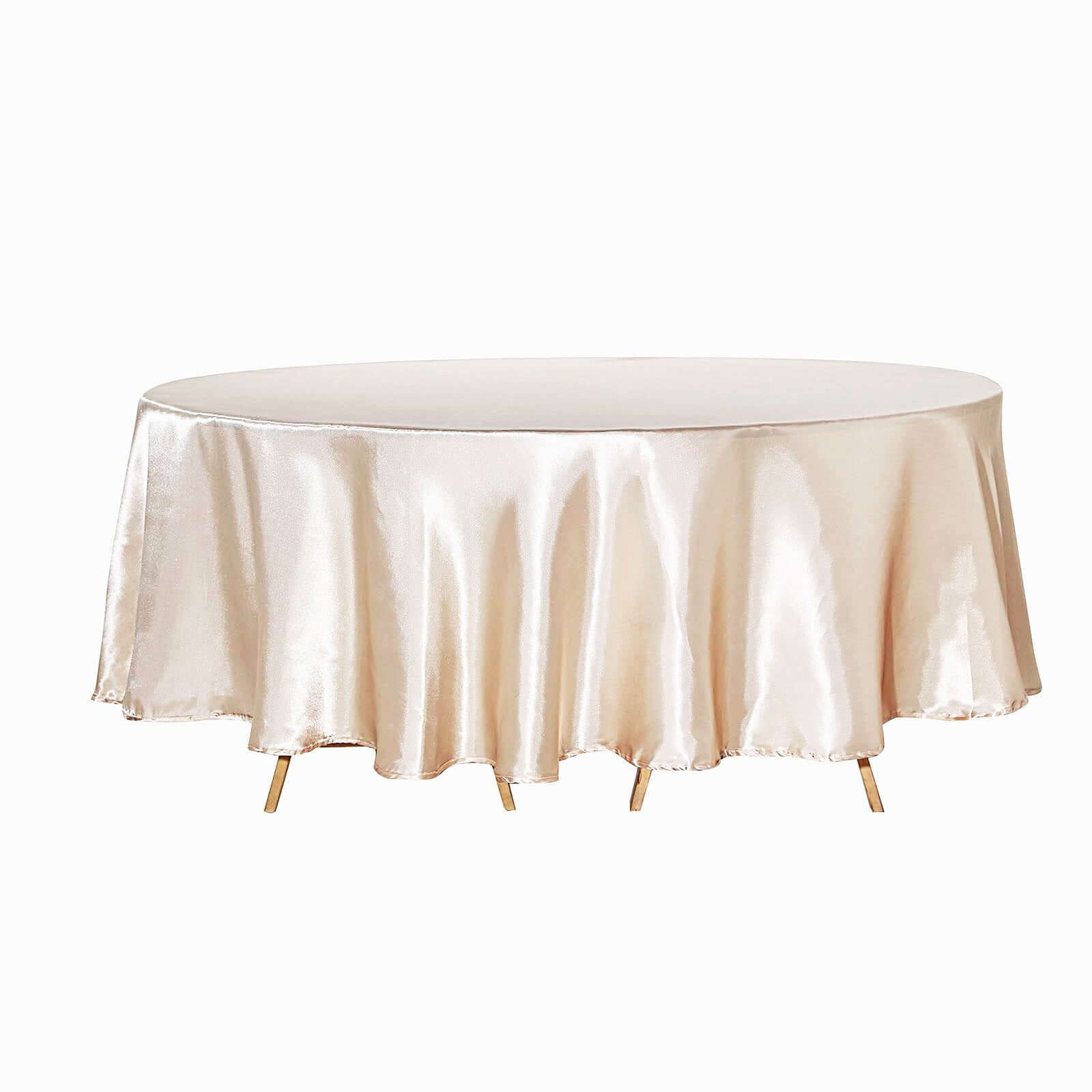 Satin 120 Round Tablecloth Beige - Stylish Seamless Table Cover