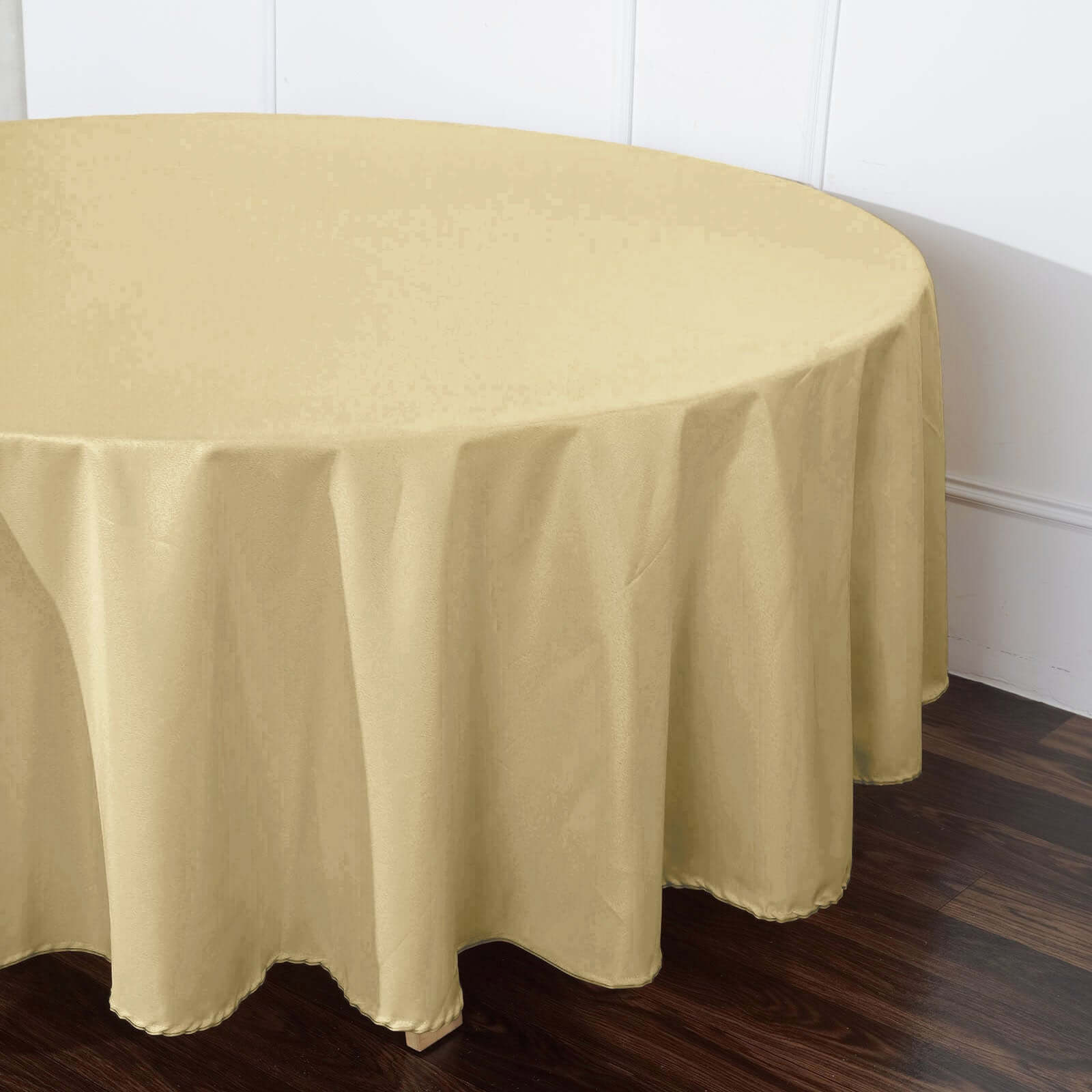 Polyester 108 Round Tablecloth Champagne - Wrinkle-Resistant Table Cover