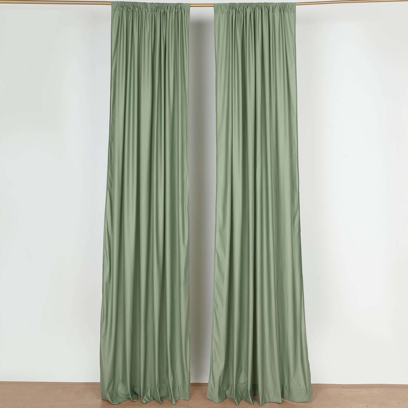 2 Pack Dusty Sage Green Scuba Polyester Event Curtain Drapes, Durable Flame Resistant Backdrop Event Panels Wrinkle Free with Rod Pockets - 10ftx10ft