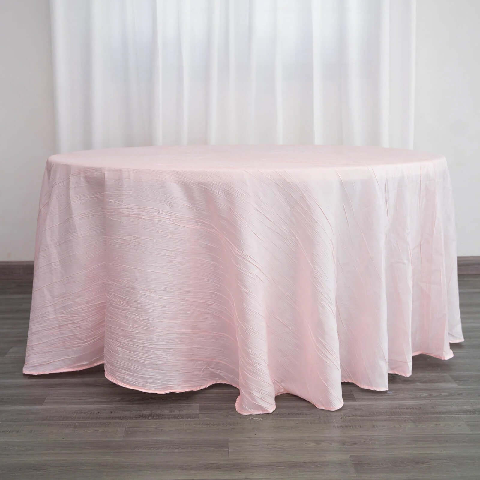 Taffeta 120 Round Tablecloth Blush - Seamless Accordion Crinkle Table Cover