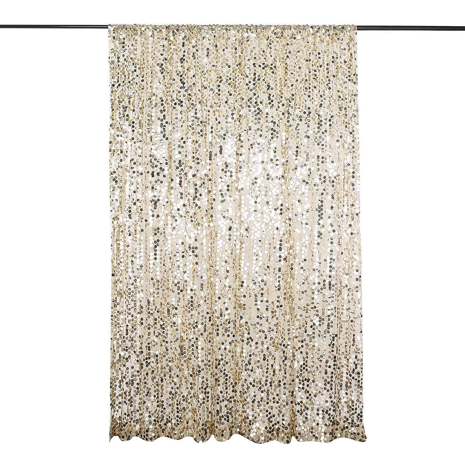 8ftx8ft Champagne Big Payette Sequin Event Curtain Drapes, Backdrop Event Panel