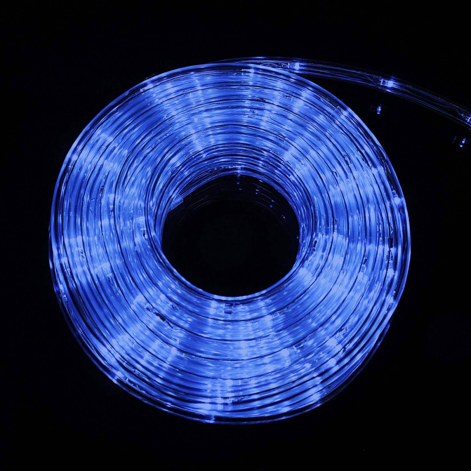 33ft Light Blue Waterproof Outdoor LED Rope Light, 120V With 250 Bright LEDs