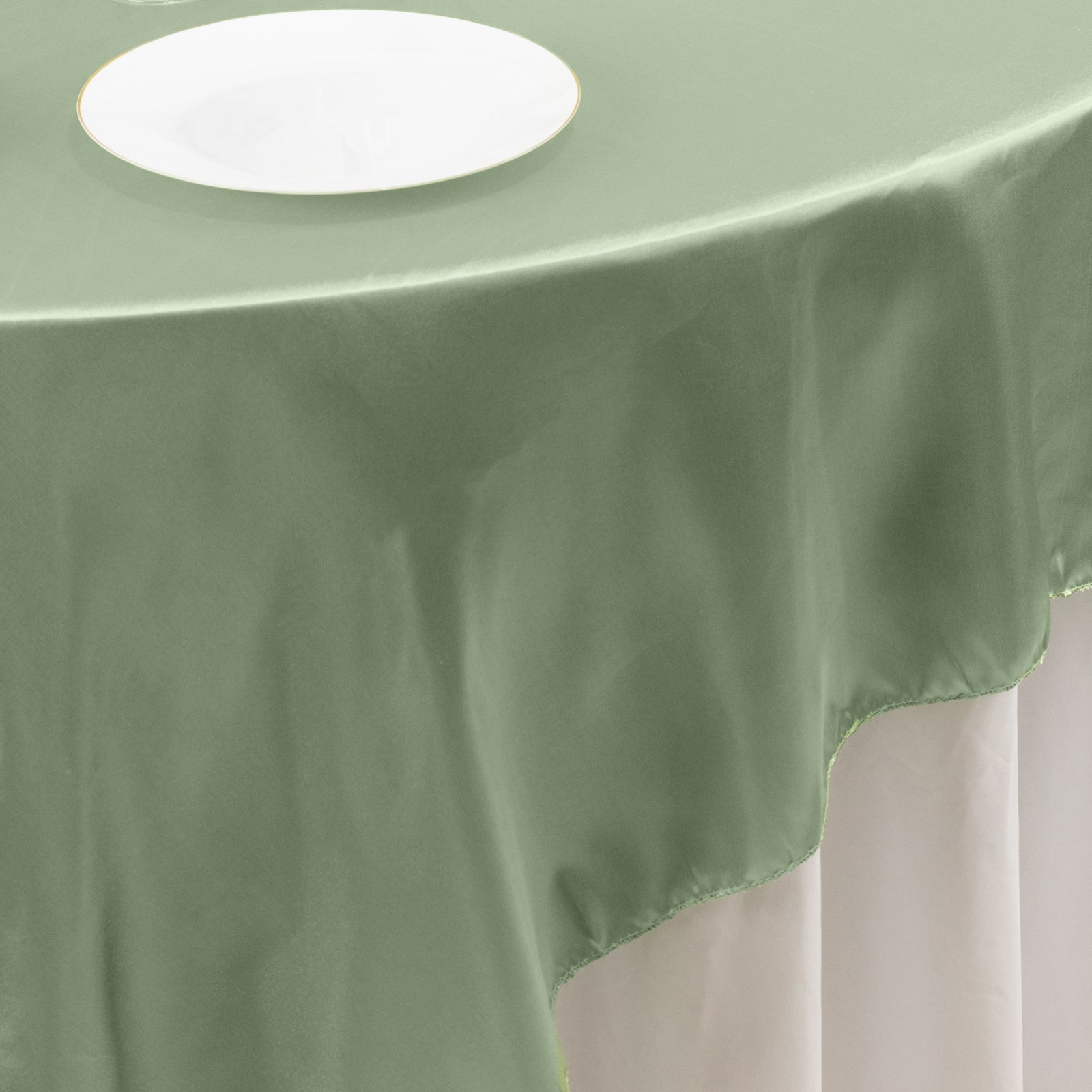 Satin 90x90 Table Overlay Square Tablecloth Sage Green - Smooth Finish Table Topper