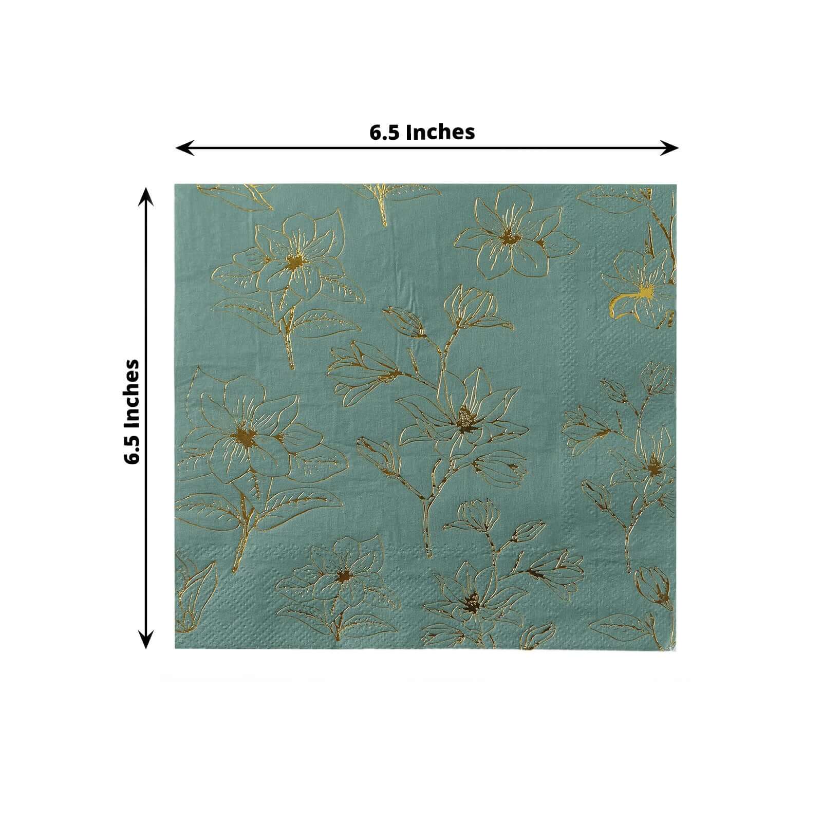 50-Pack Paper Cocktail Napkins with Gold Magnolia Flowers Print Dusty Sage Green - Highly 2 Ply Absorbent Soft Napkins for Beverages