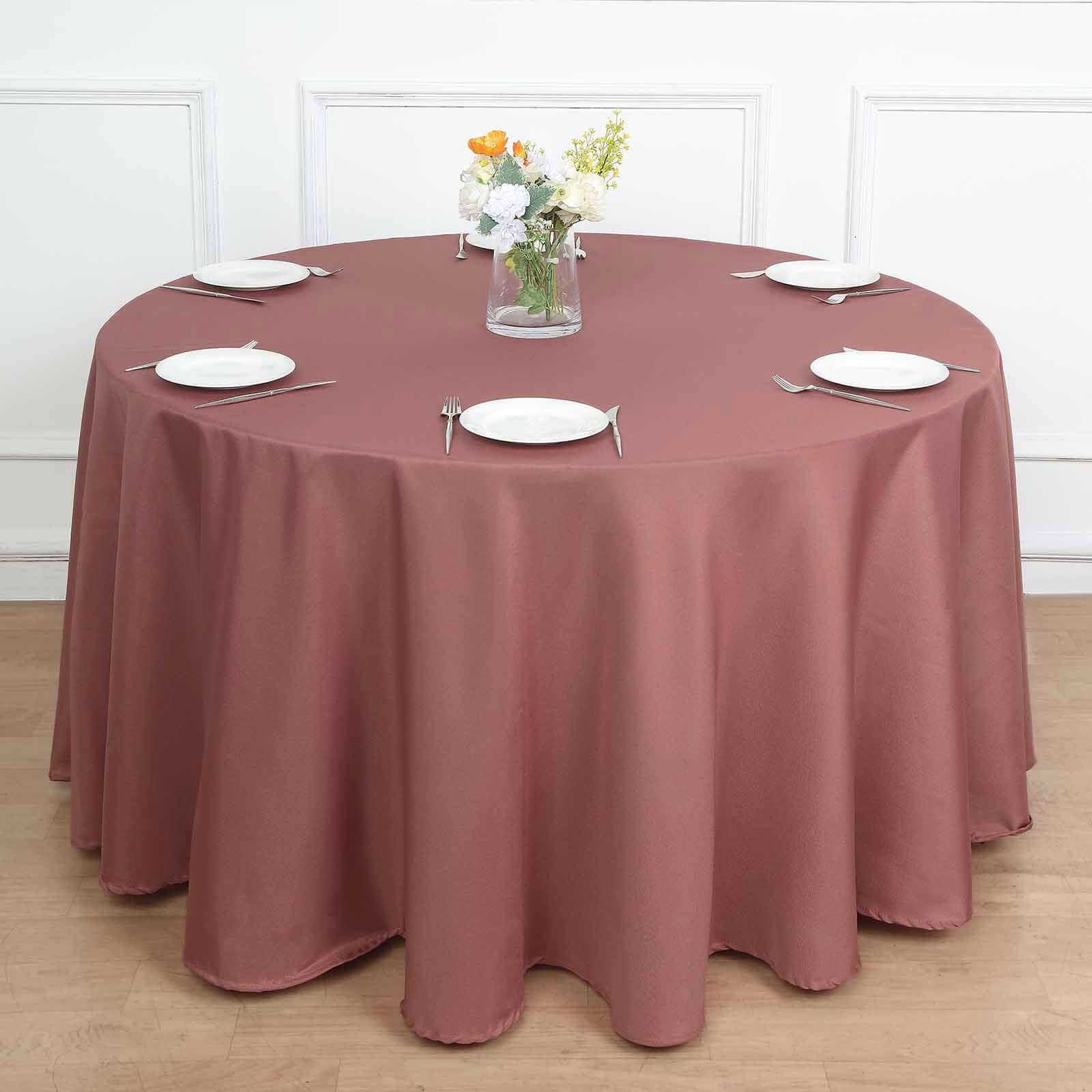 Polyester 108 Round Tablecloth Cinnamon Rose - Wrinkle-Resistant Table Cover