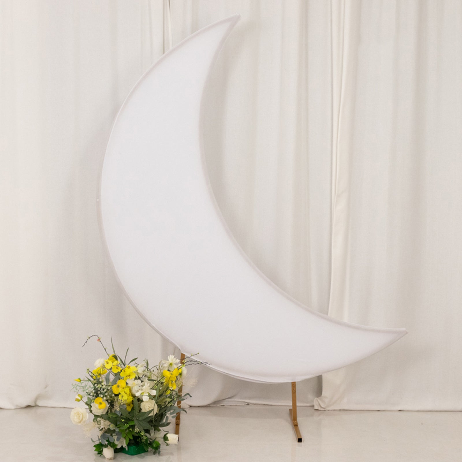 6.5ft White Spandex Crescent Moon Chiara Backdrop Stand Cover, Custom Stretch Fitted Wedding Arch Cover