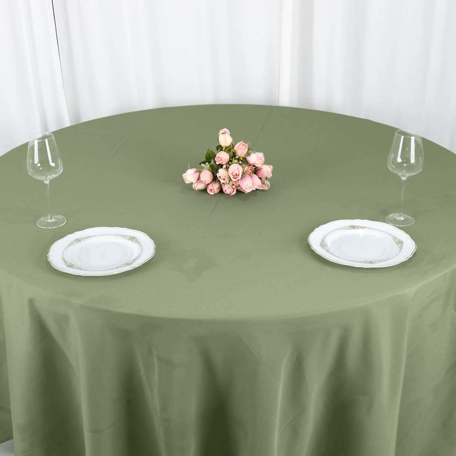 Polyester 108 Round Tablecloth Dusty Sage Green - Wrinkle-Resistant Table Cover