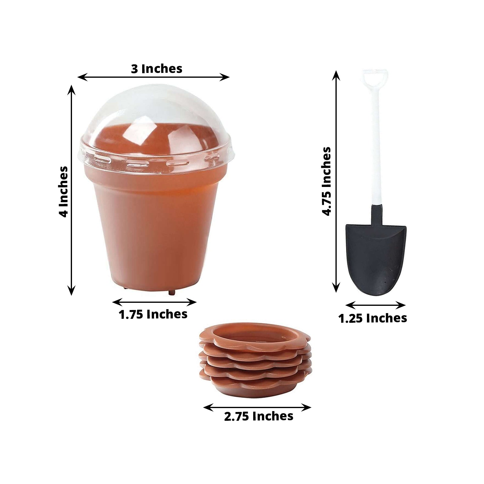 12-Pack Dessert Cups Succulent Planter Design Terracotta (Rust) - Plastic Serving Cups with Lids and Shovels 4