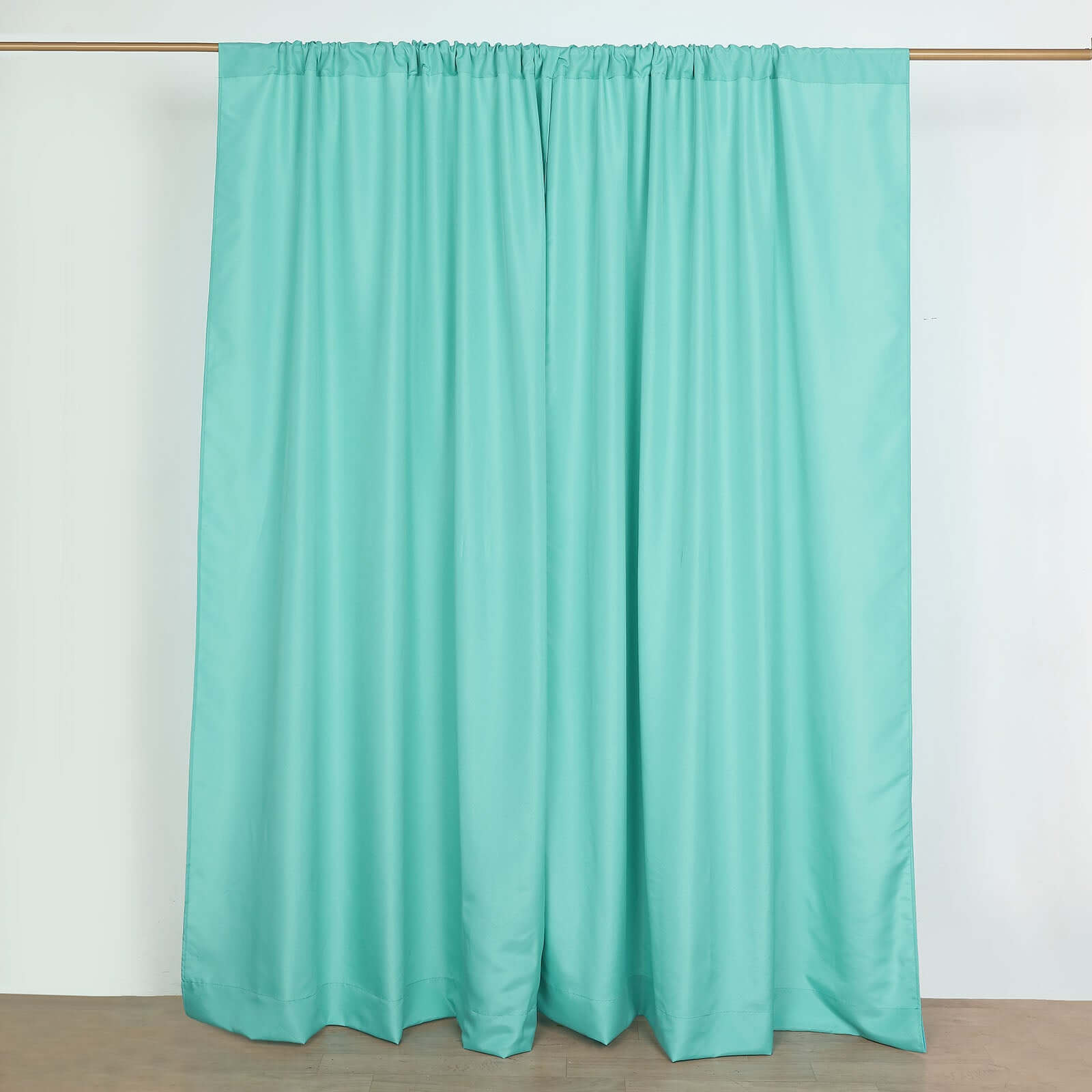 2 Pack Turquoise Polyester Event Curtain Drapes, 10ftx8ft Backdrop Event Panels With Rod Pockets 130 GSM