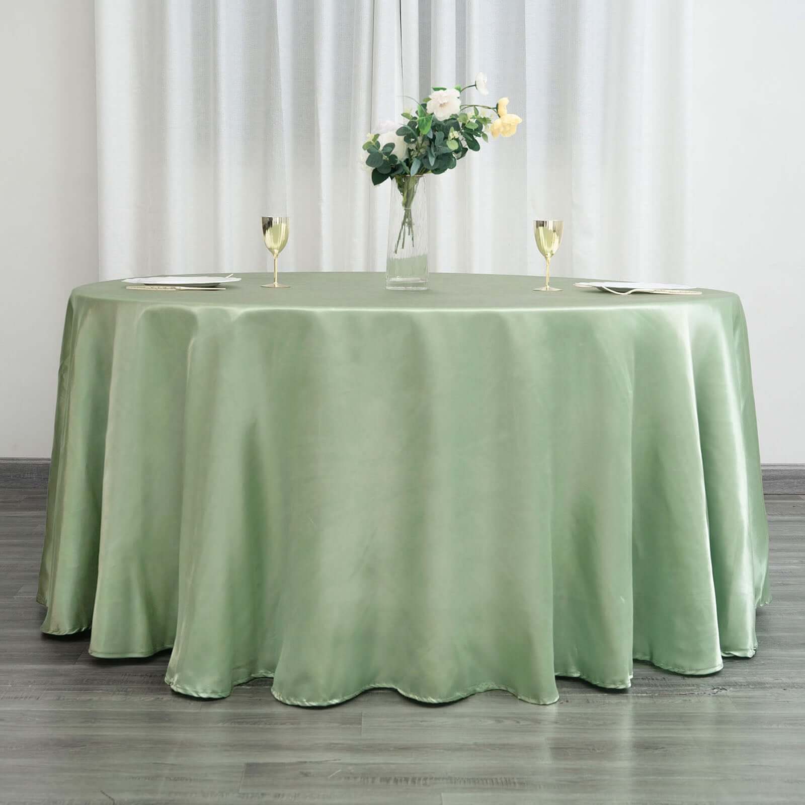 Satin 120 Round Tablecloth Sage Green - Stylish Seamless Table Cover