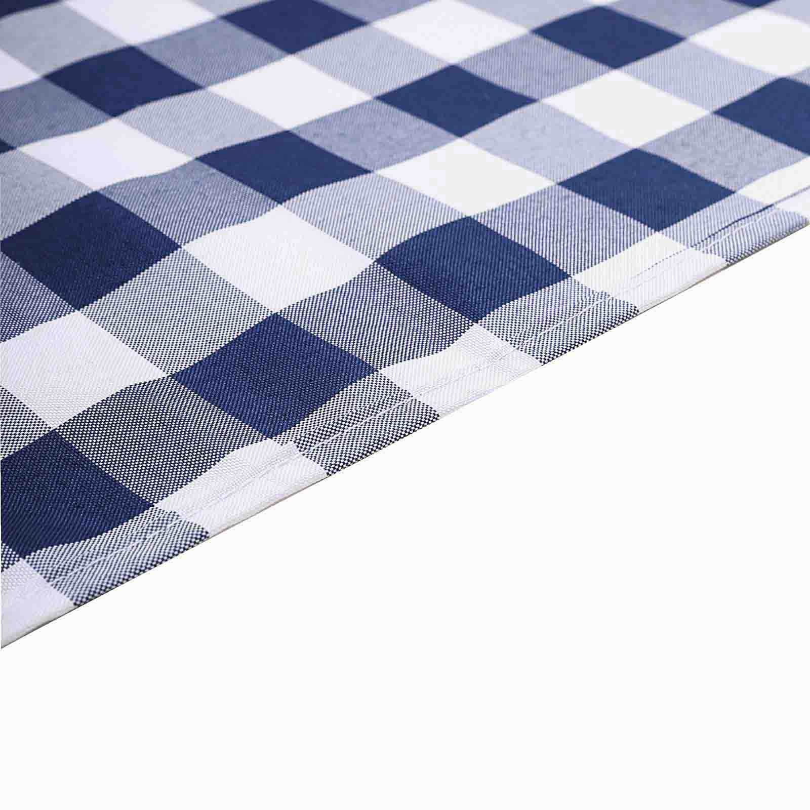 5 Pack Polyester 15x15 Napkins Navy Blue/White Buffalo Plaid Gingham Style Cloth Napkins