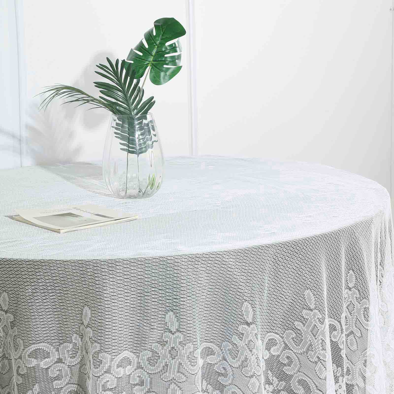 Lace 108 Round Tablecloth Ivory - Premium Design for Formal Table Settings