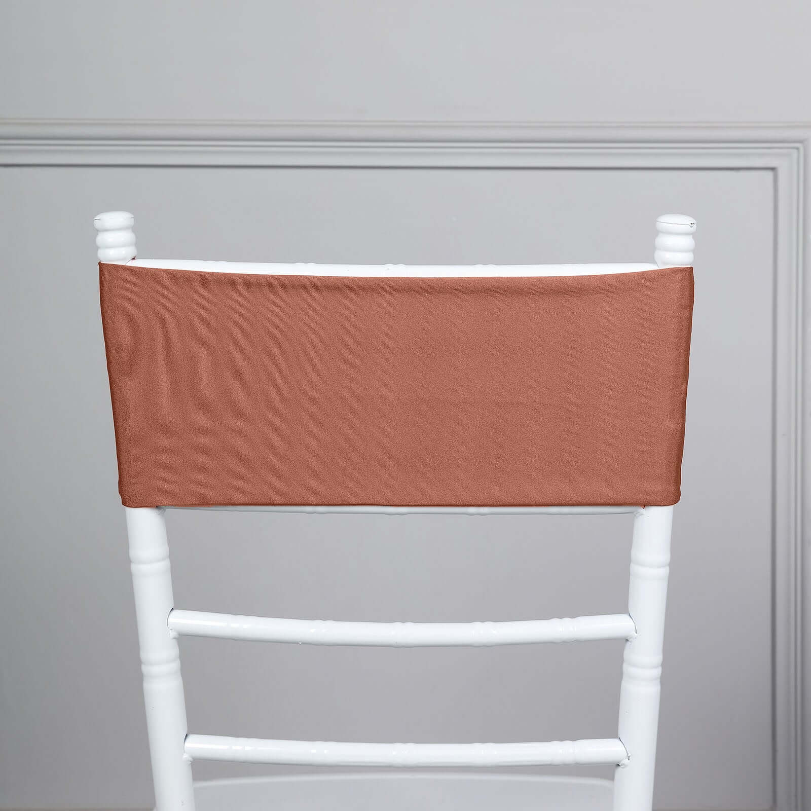 5 Pack Stretch Spandex Chair Sashes Terracotta (Rust) - Fitted Finish Two Ply Heavy Duty Chair Bands 5x12