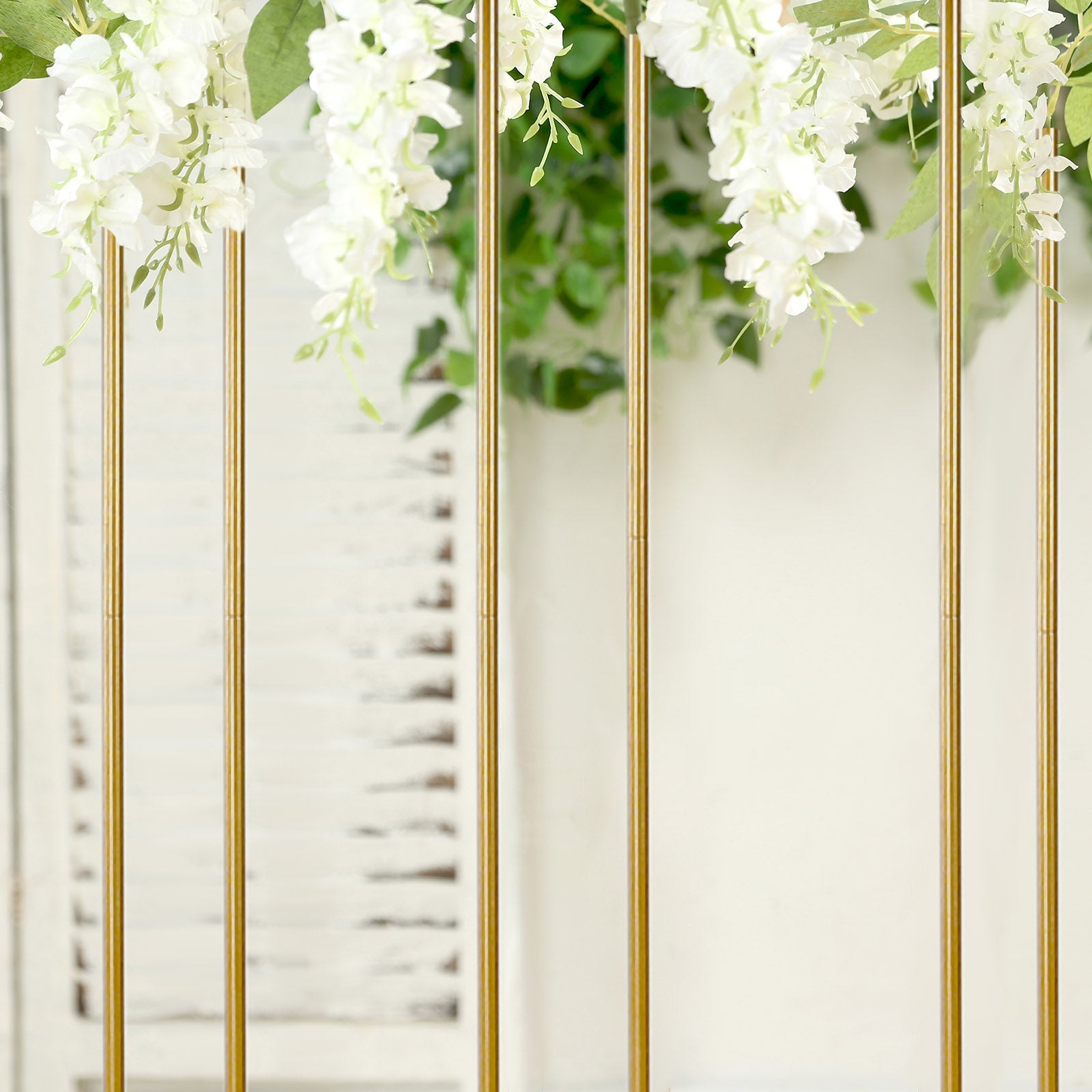 Flower Centerpiece Gold Metal Minimalist 6-Tubes Round Base Design - Single Stem Bud Vase for Arrangements 4ft