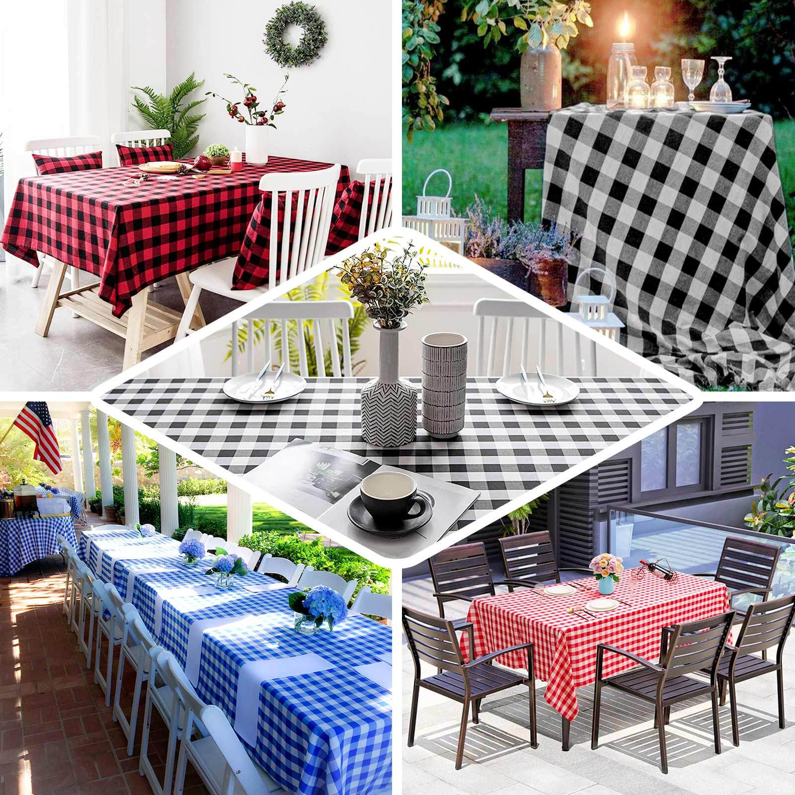 Polyester 60x102 Rectangle Tablecloth Black/Red - Checkered Buffalo Plaid Design for Everyday Use