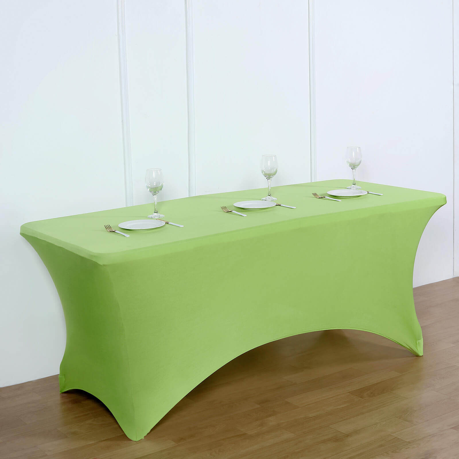 Stretch Spandex 6ft Rectangle Tablecloth Apple Green - Durable Form-Fitting Table Cover